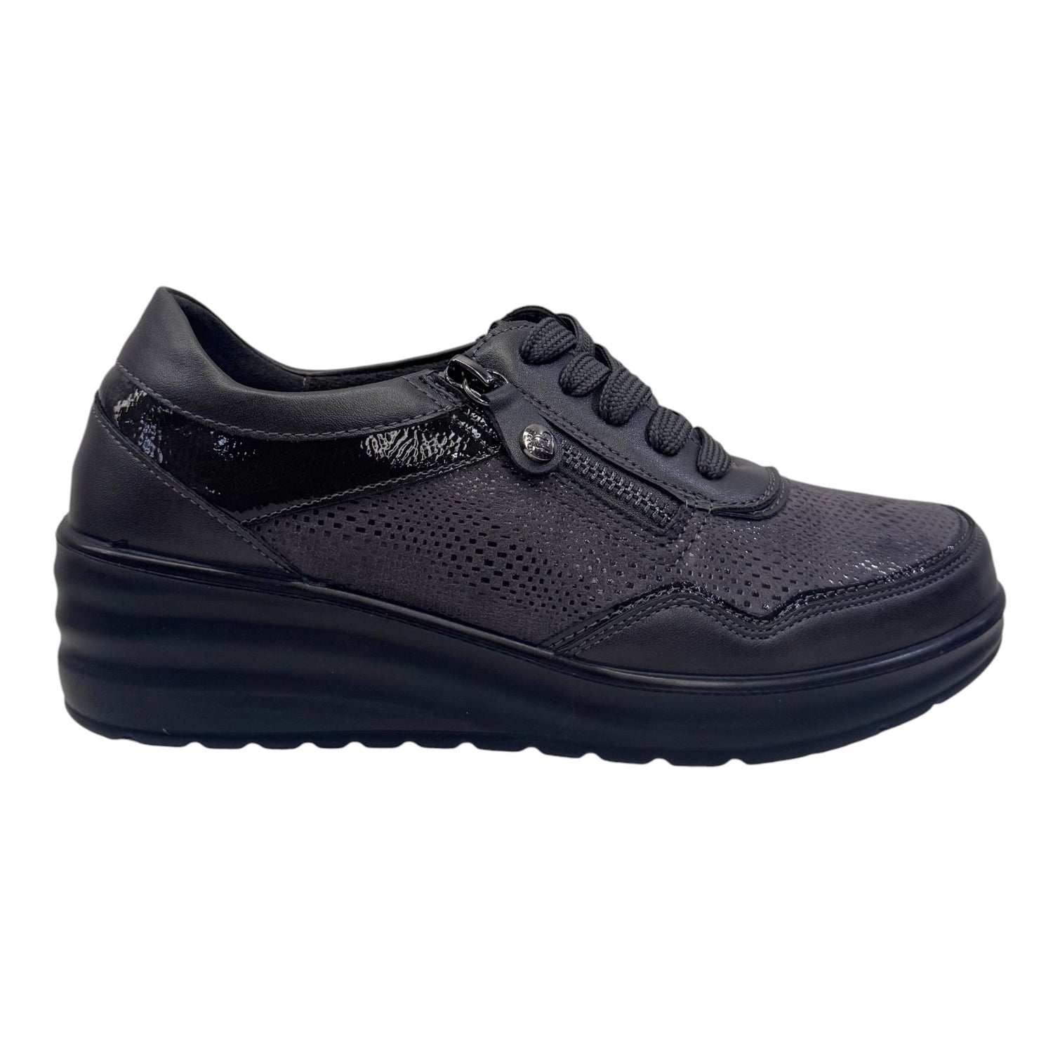 Amarpies Sneakers Donna Grigia con Lacci e Cerniera Laterale
