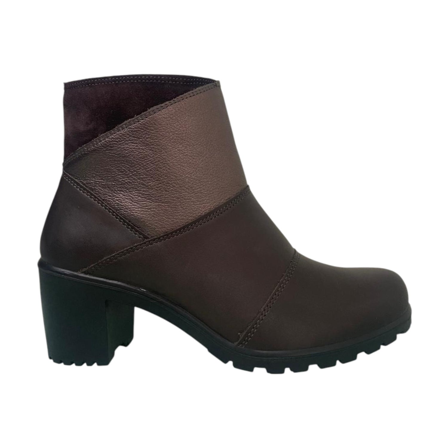 Enval Soft Stivaletto Donna in Pelle e Camoscio Moro con Tacco Largo Alto 60mm
