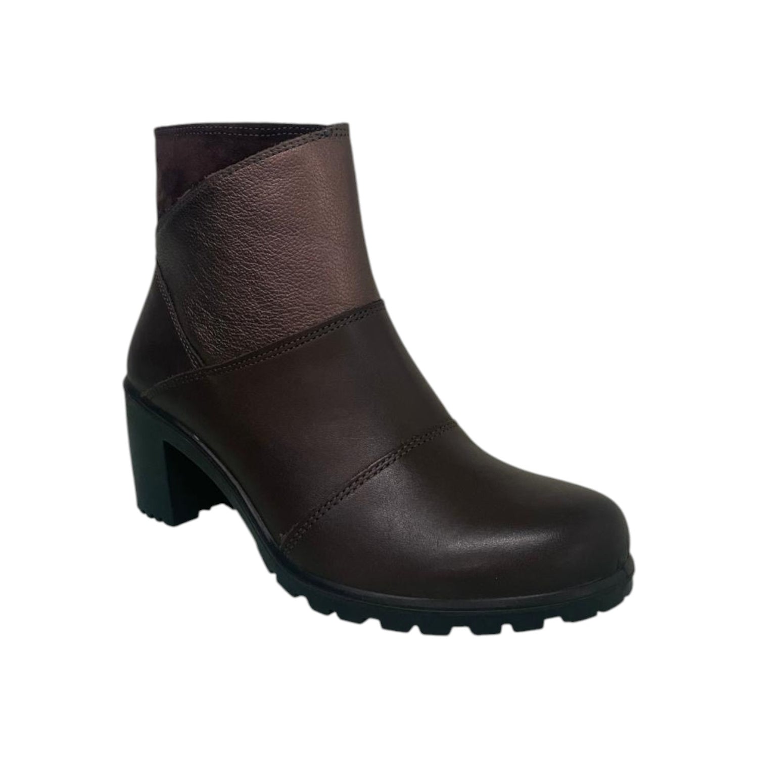 Enval Soft Stivaletto Donna in Pelle e Camoscio Moro con Tacco Largo Alto 60mm