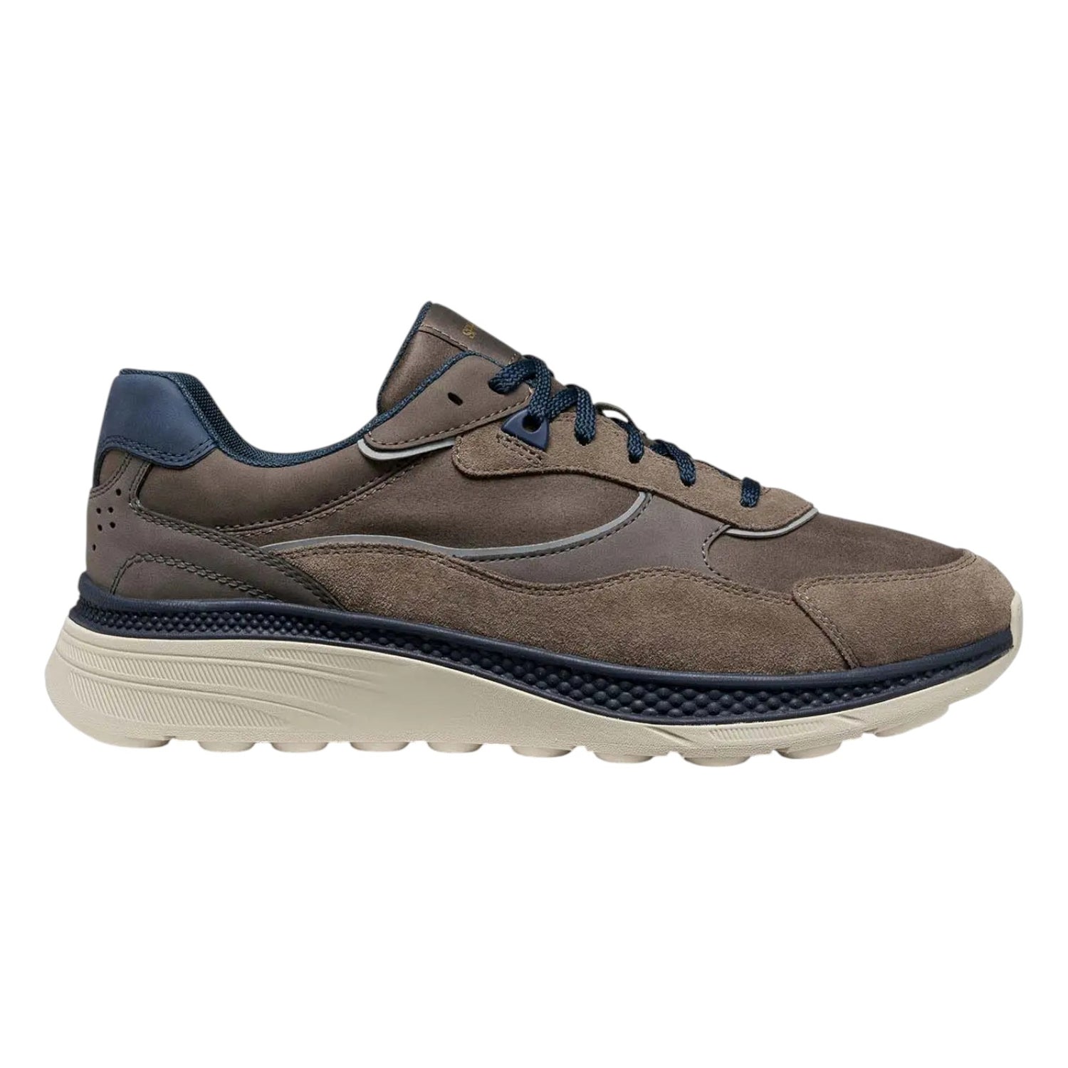 Geox Sneakers Uomo in Camoscio e Tessuto Grigio Sabbia
