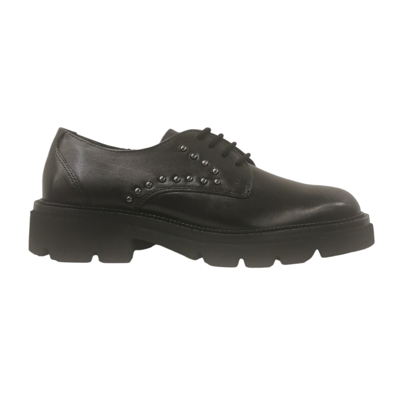 Vueva Allacciato Donna in Pelle Nera con Borchie