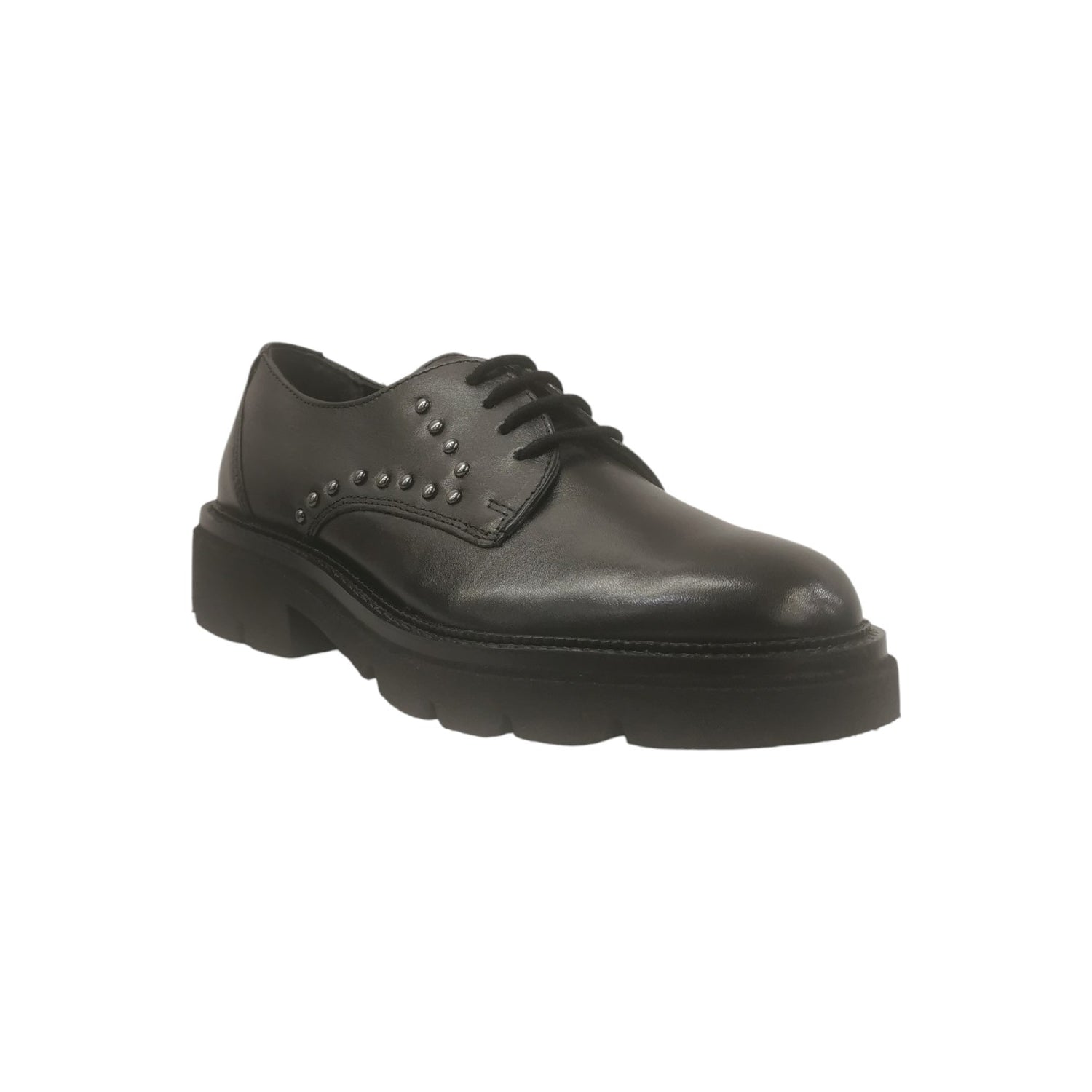 Vueva Allacciato Donna in Pelle Nera con Borchie