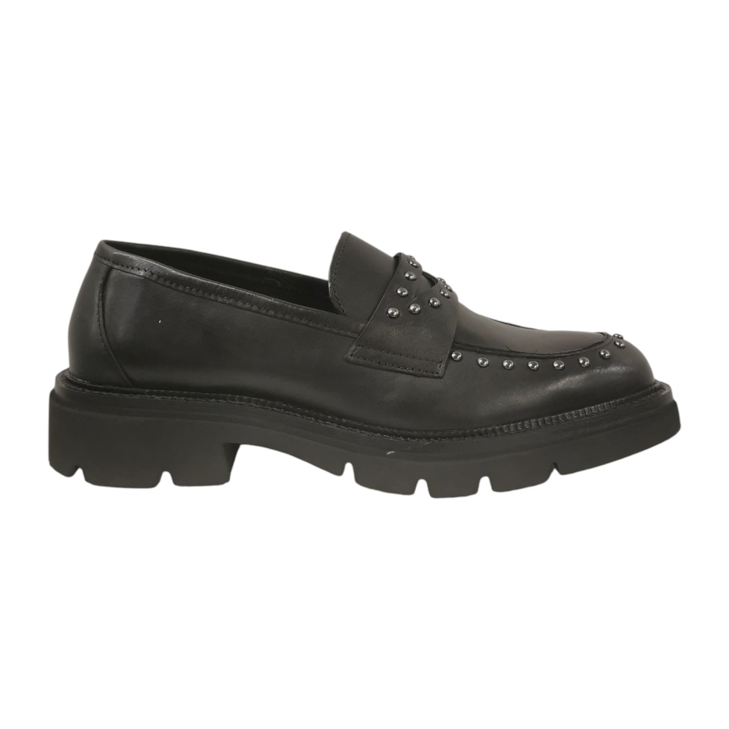 Vueva Mocassino Donna in pelle Nera con Borchie