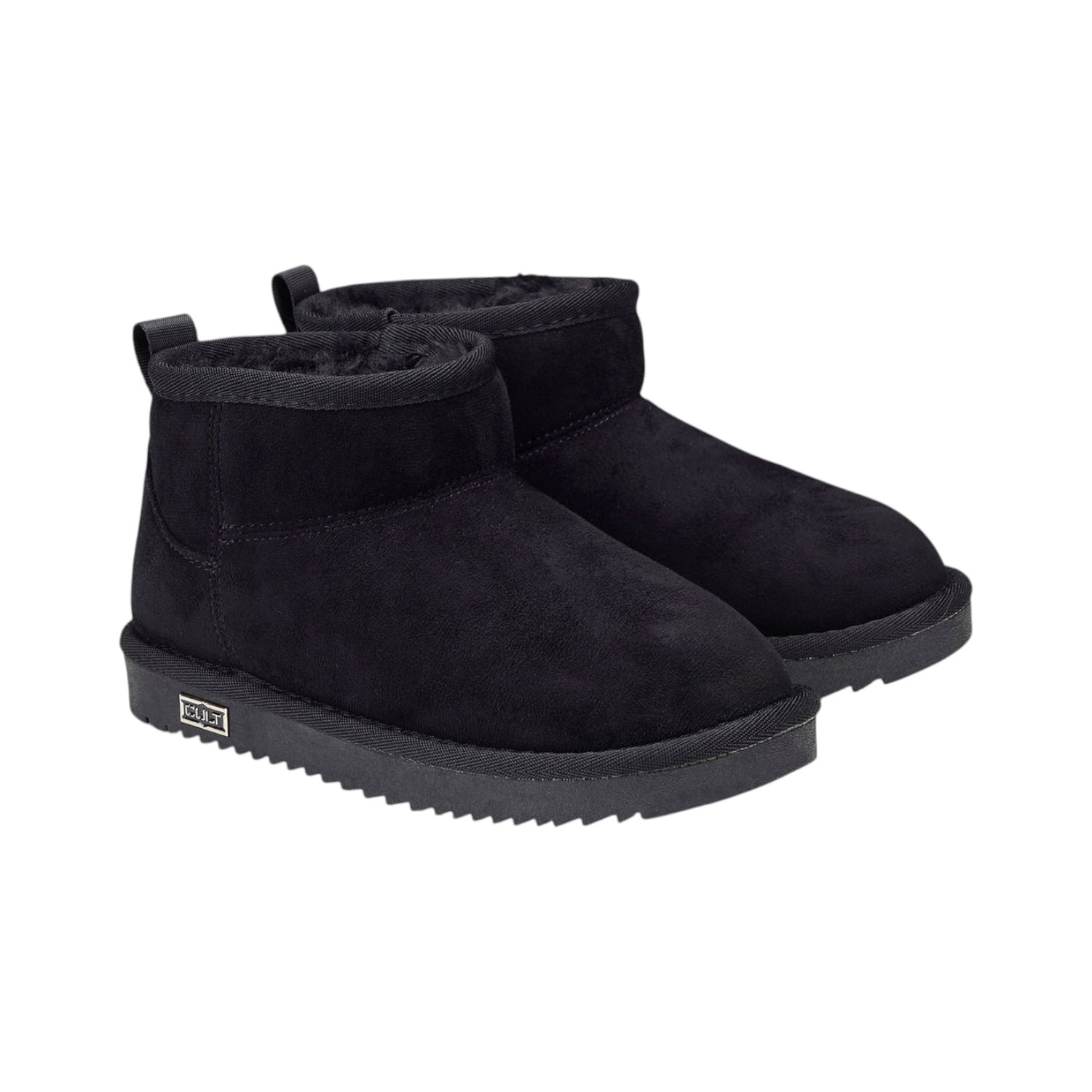 Cult Young Stivaletto Bambina in Camoscio Sintetico Nero con Pelliccia