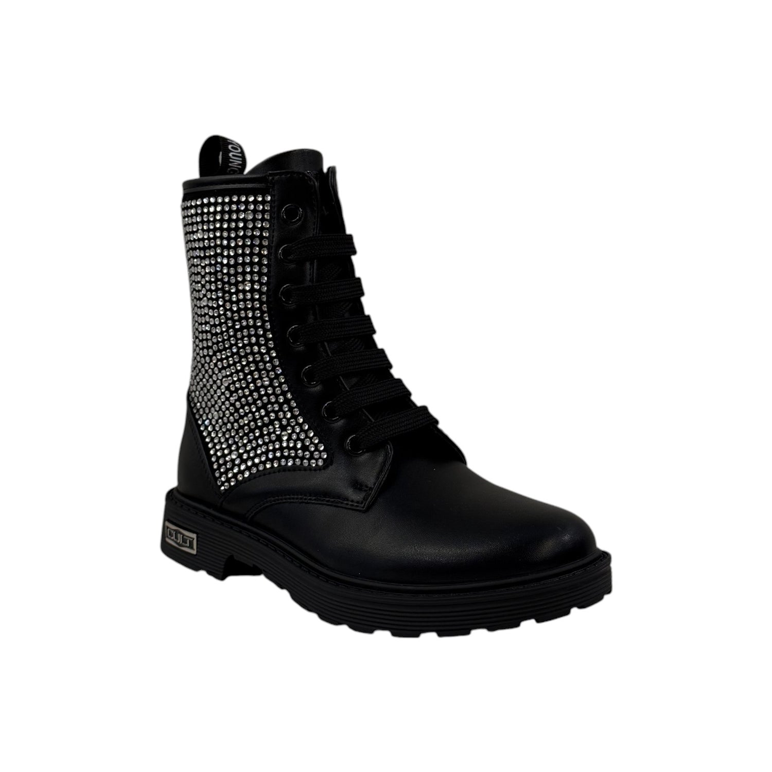 Cult Young Anfibio Bambina in Ecopelle Nera con Strass