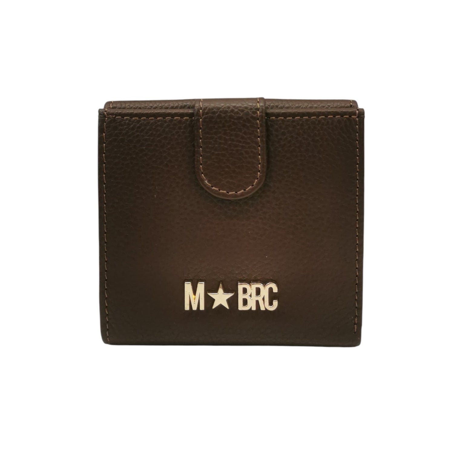 M Brc Portafoglio Piccolo Donna in Vera Pelle Marrone con Bottone