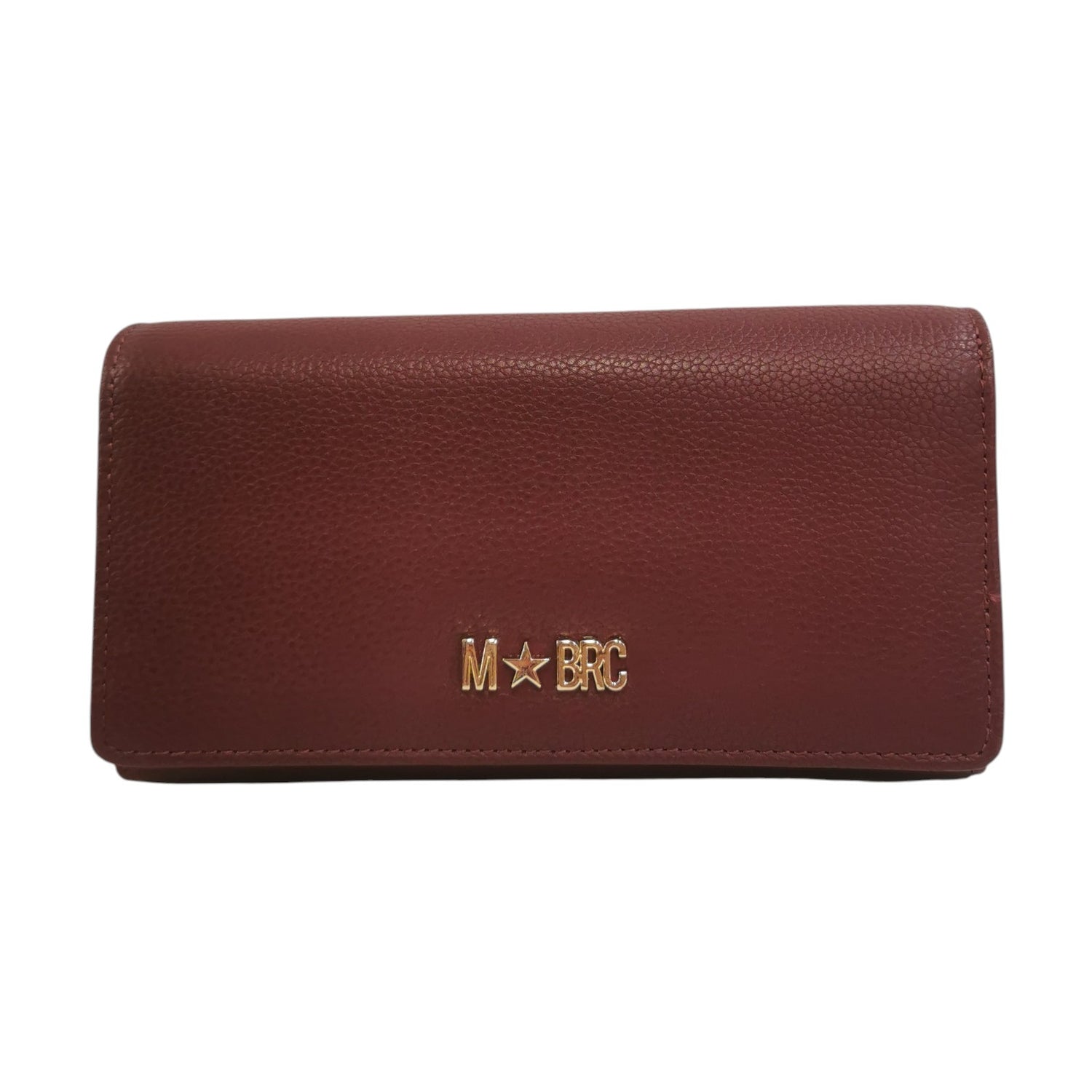 M Brc Portafoglio Donna in Pelle Martellata Bordeaux con Bottone Magnetico e Zip