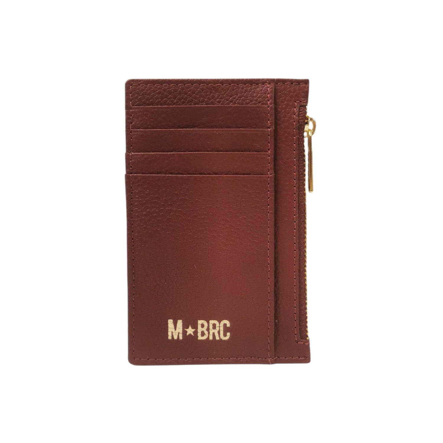 M Brc Portacarte Donna in Pelle Martellata Bordeaux con Zip