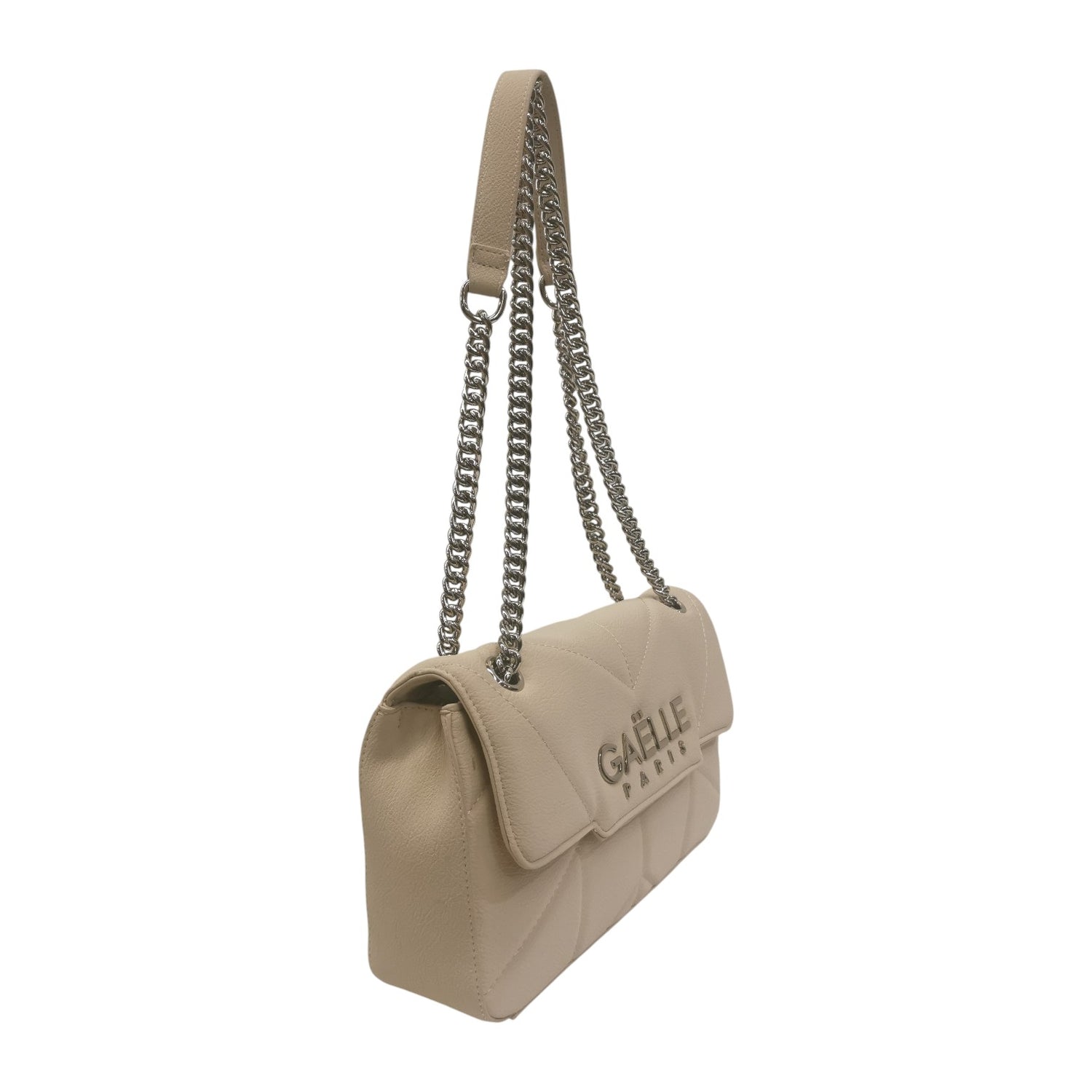Gaelle Borsa a Tracolla Donna in Ecopelle Burro con Catena Argento