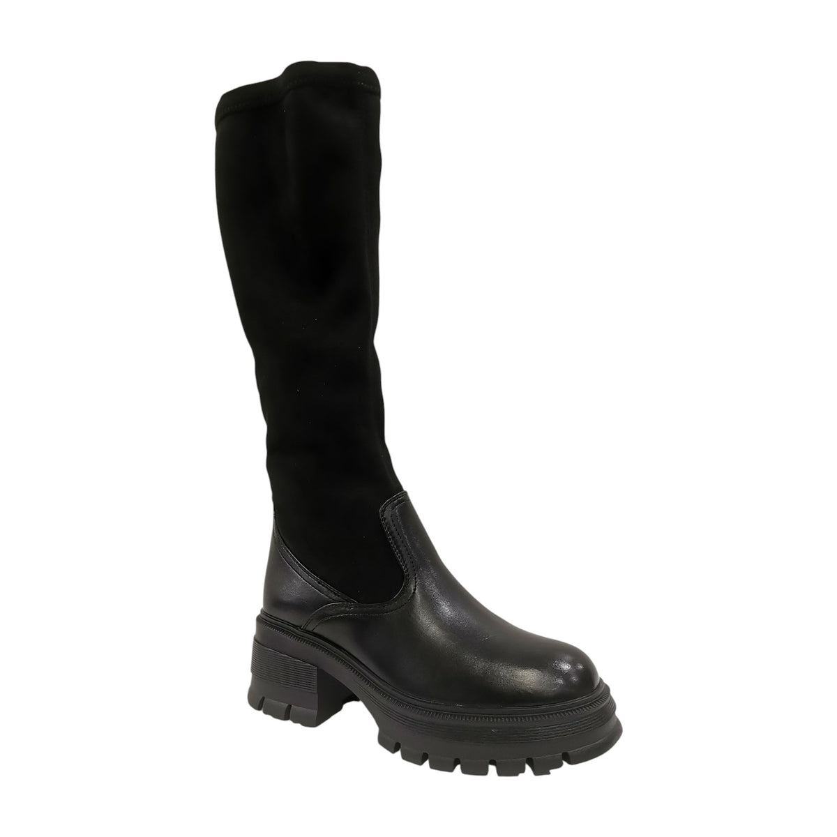 Keys Stivale Lungo Donna in Ecopelle Nera con Platform