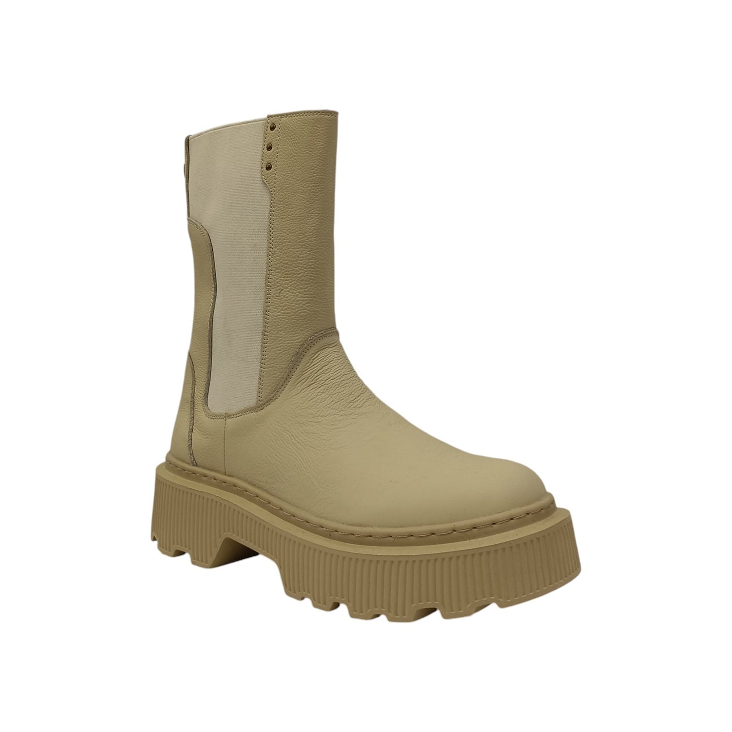 Janet&Janet Beatles Alto Donna in Pelle Beige con Platform