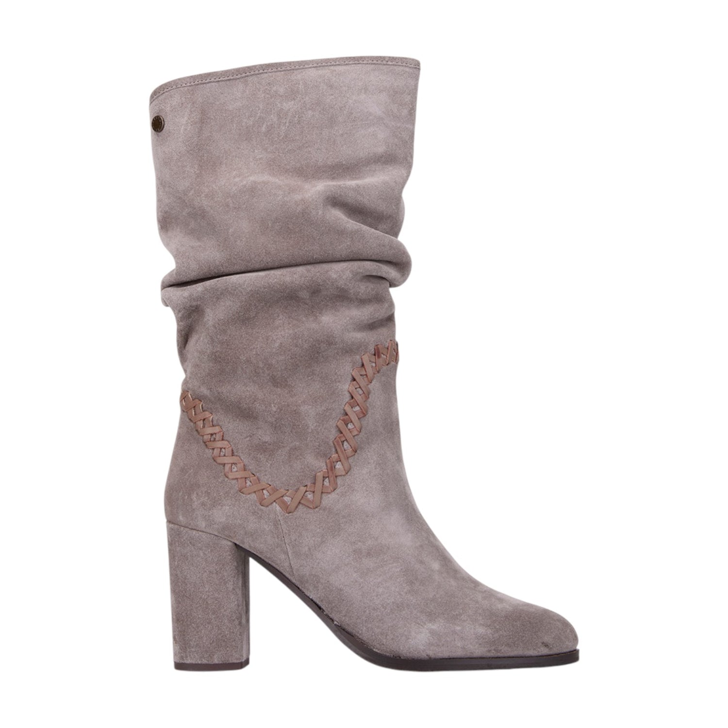 Janet&Janet Stivale Donna in Camoscio Tortora con Tacco Largo Alto 80mm