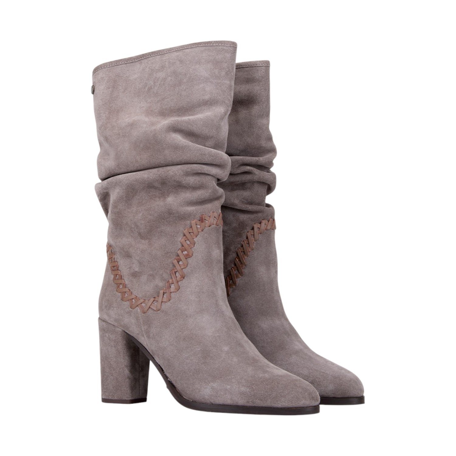 Janet&Janet Stivale Donna in Camoscio Tortora con Tacco Largo Alto 80mm