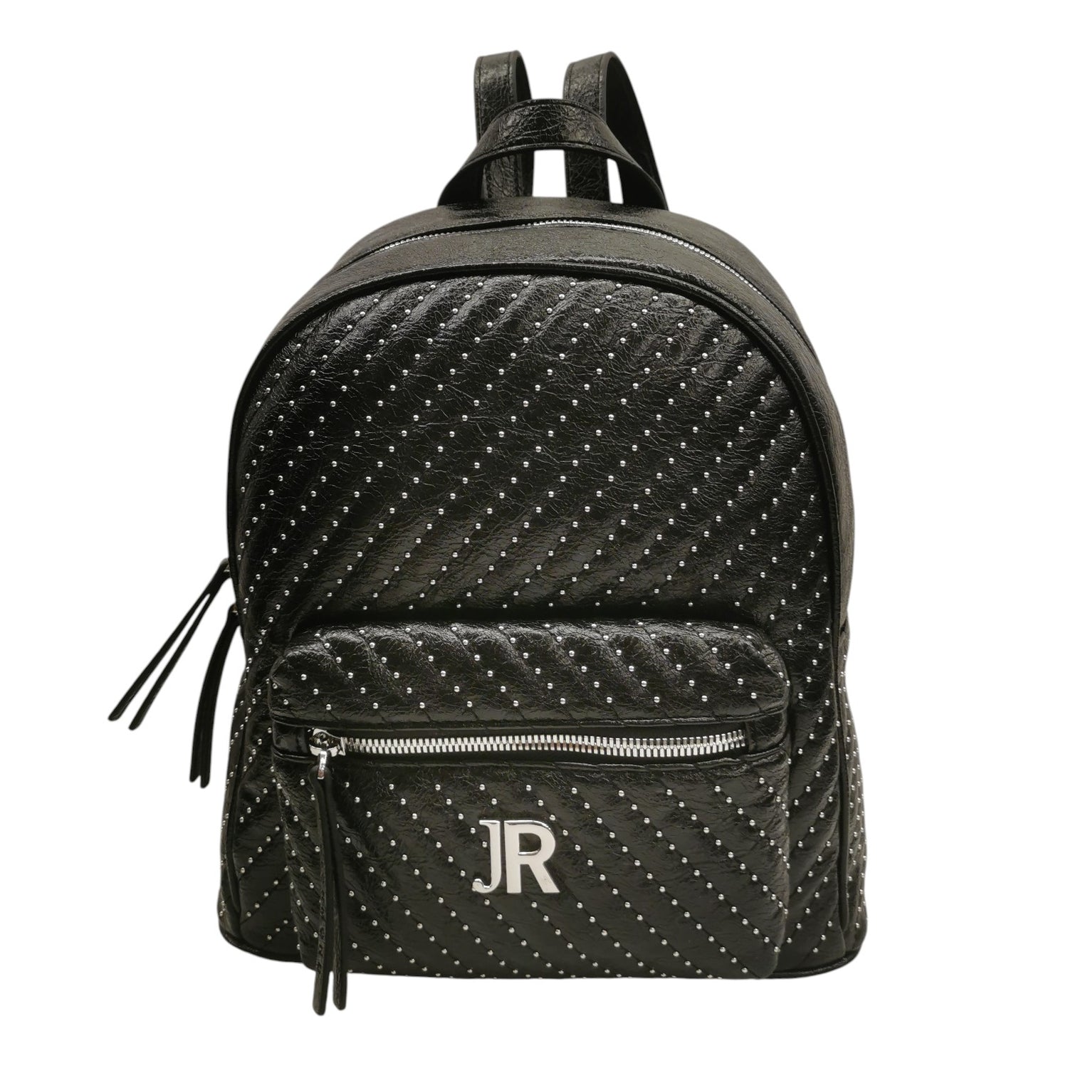 John Richmond Zaino Donna in Ecopelle Nera con Mini Borchiette All Over Argento