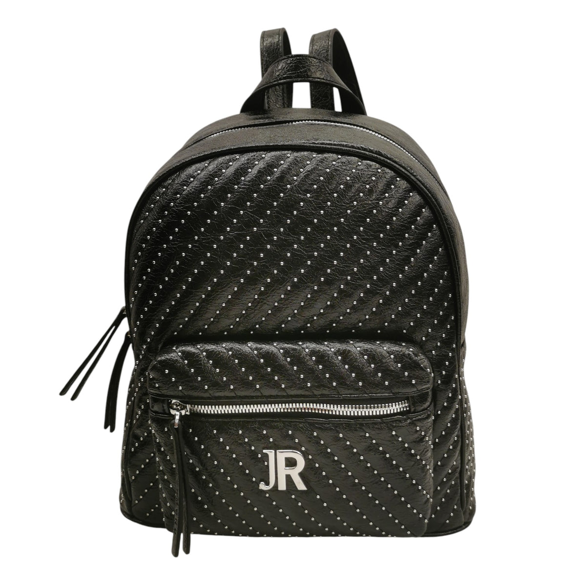 John Richmond Zaino Donna in Ecopelle Nera con Mini Borchiette All Over Argento