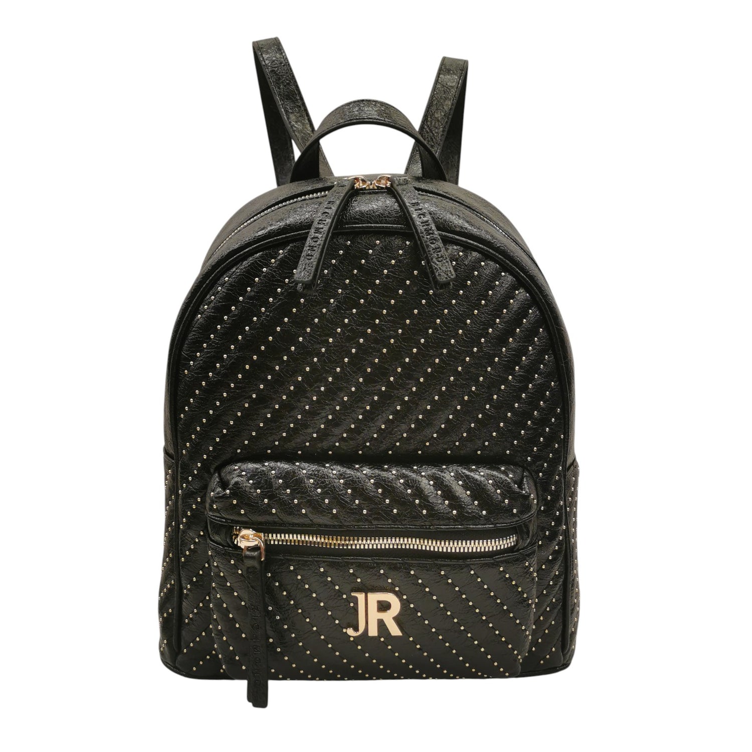 John Richmond Zaino Donna in Ecopelle Nera con Mini Borchiette All Over Oro