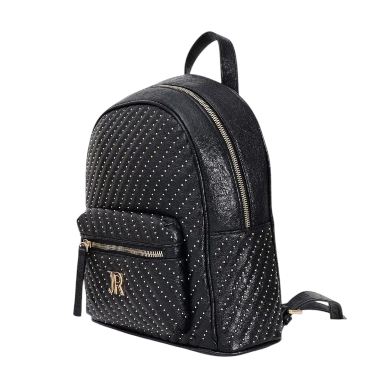 John Richmond Zaino Donna in Ecopelle Nera con Mini Borchiette All Over Oro