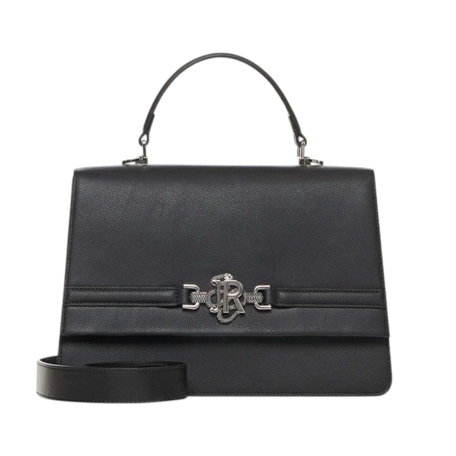 John Richmond Borsa a Mano Rigida Donna in Ecopelle Nero Argento con Tracolla