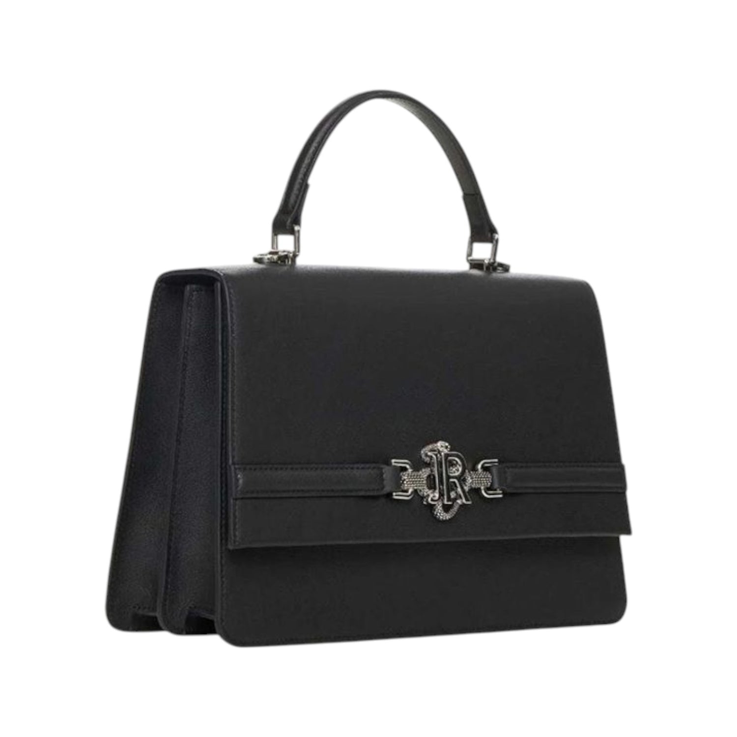 John Richmond Borsa a Mano Rigida Donna in Ecopelle Nero Argento con Tracolla