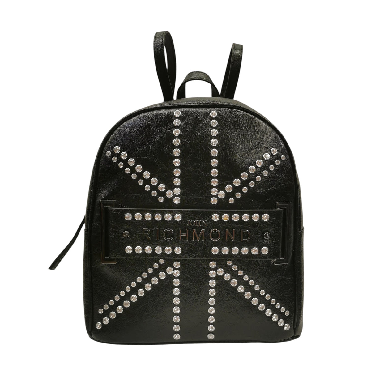 John Richmond Zaino Donna in Ecopelle Lucida Nera con Borchie Argento