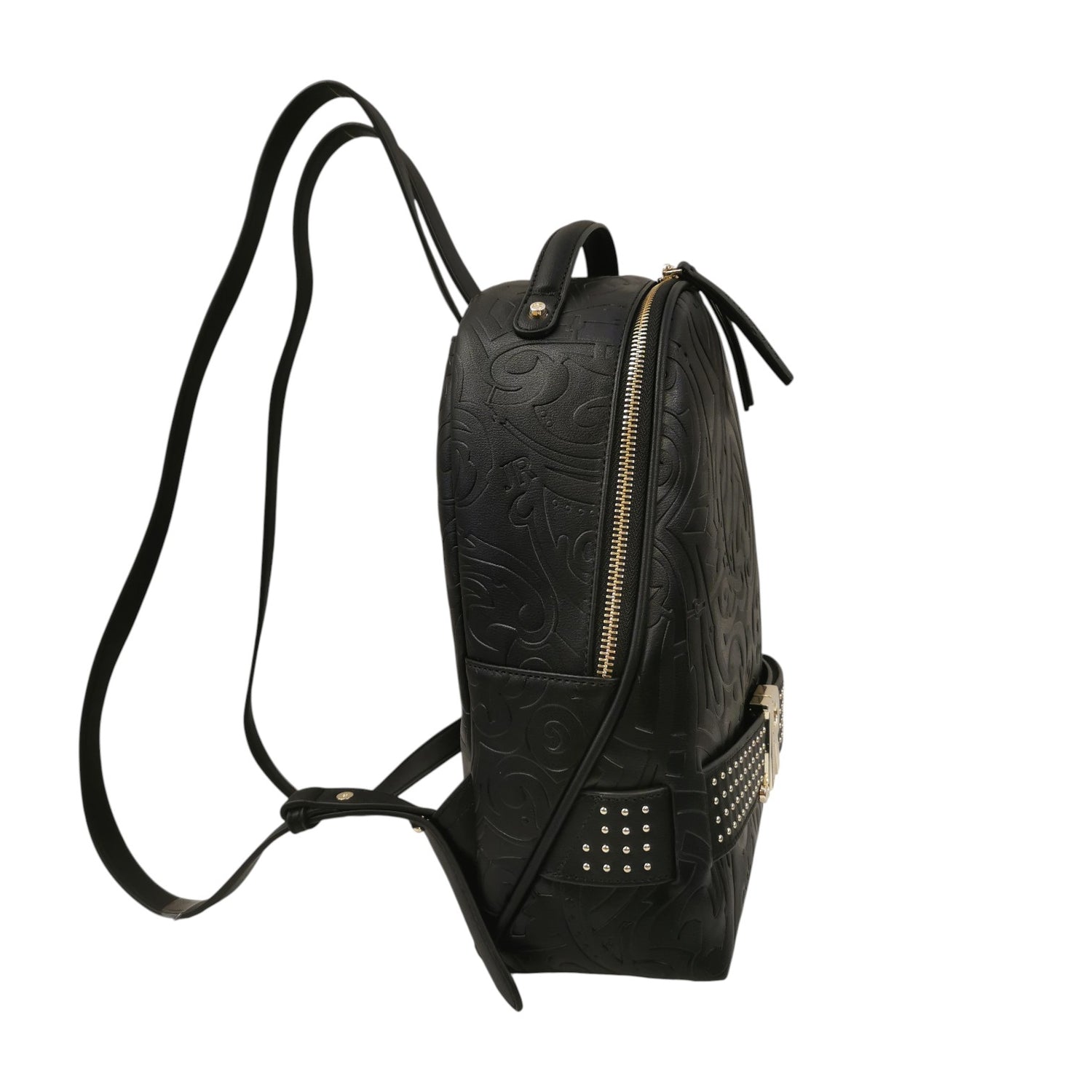 John Richmond Zaino Donna in Ecopelle Nero Oro con Motivi