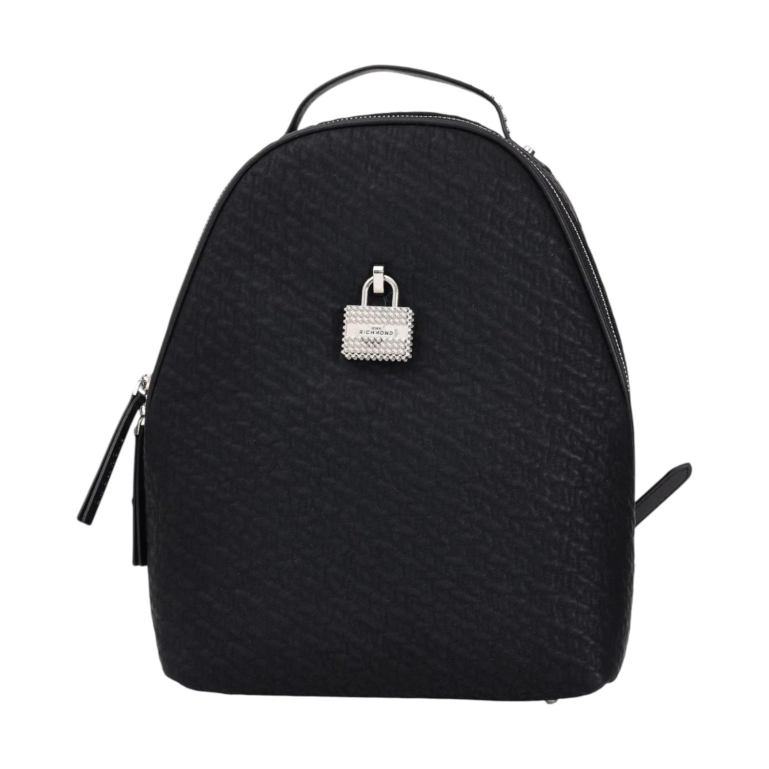 John Richmond Zaino Donna in Ecopelle Nero con Effetto Trapuntato e Lucchetto