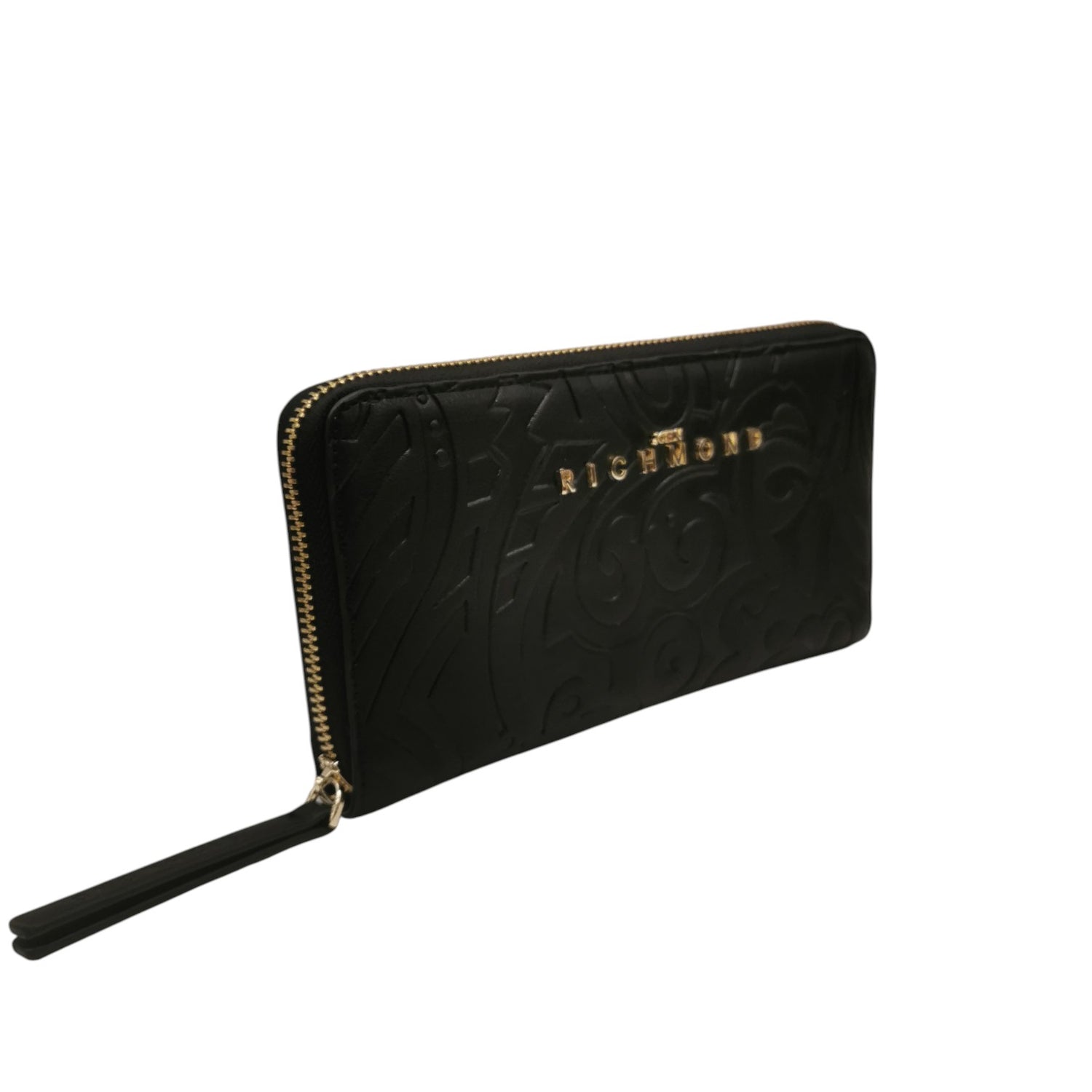 John Richmond Portafoglio Donna in Pelle Nero Oro con Motivo