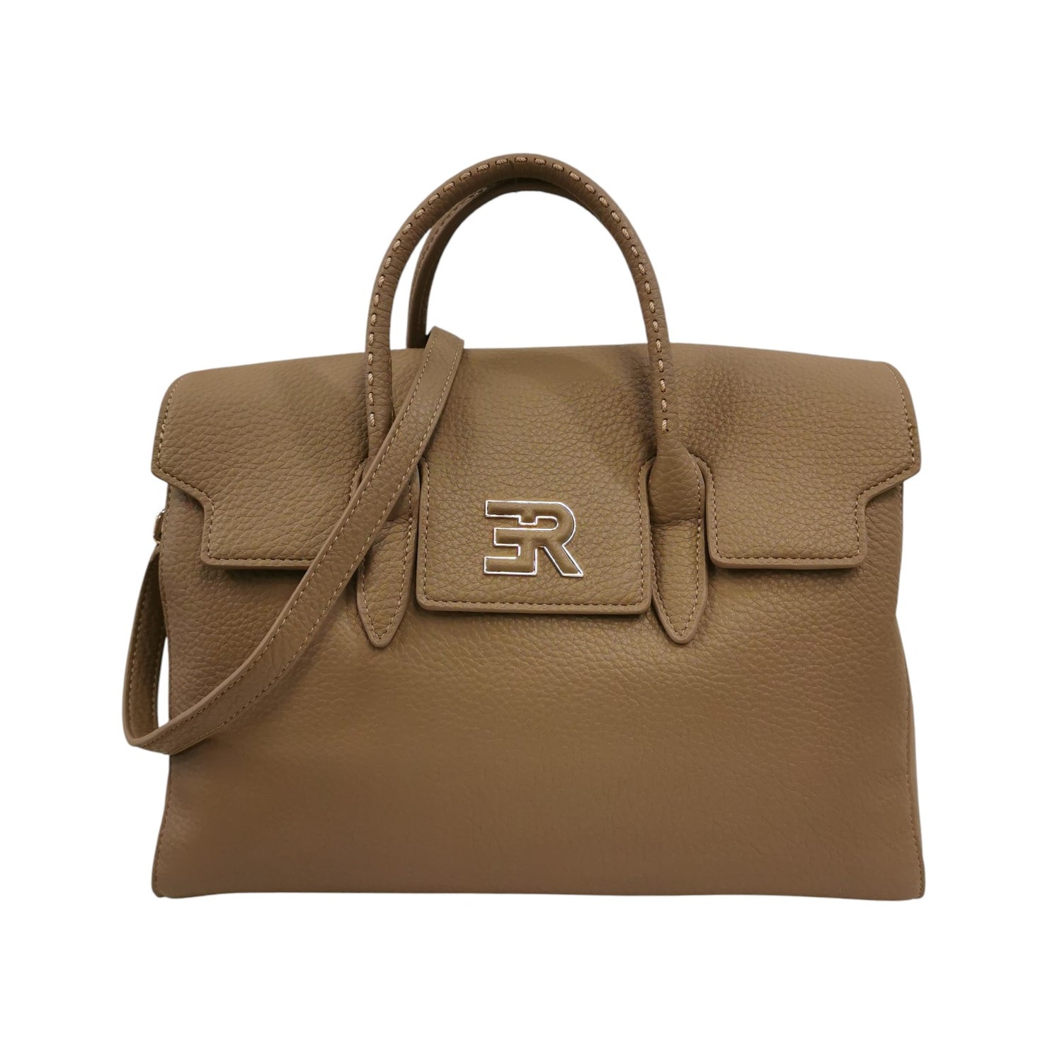 Ermanno Scervino Borsa a Mano Donna in Ecopelle Martellata Cammello con Tracolla