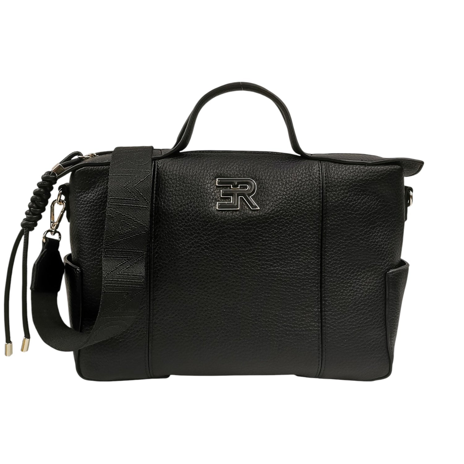 Ermanno Scervino Borsa a Mano Media Donna in Ecopelle Martellata Nera con Tracolla Logata