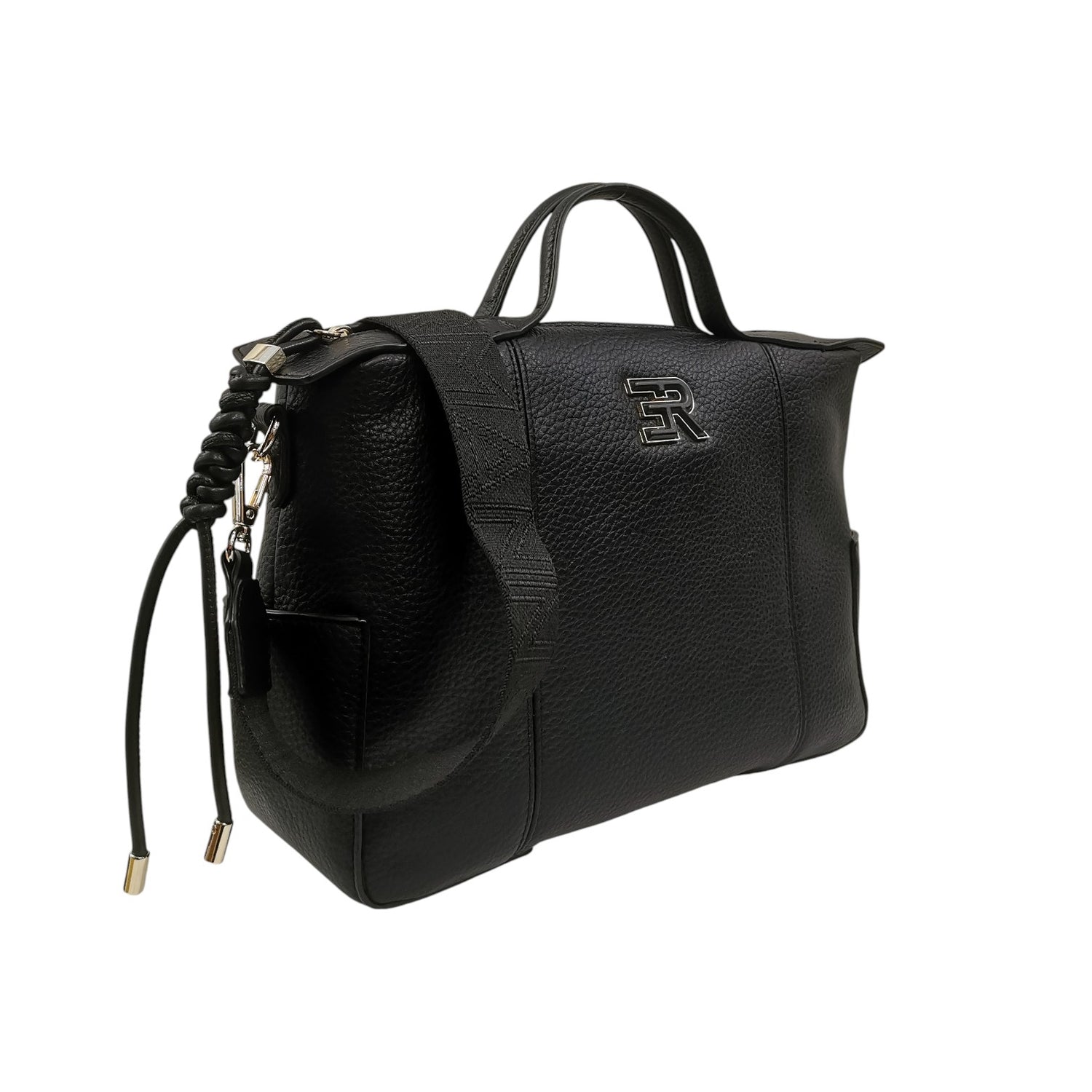 Ermanno Scervino Borsa a Mano Media Donna in Ecopelle Martellata Nera con Tracolla Logata