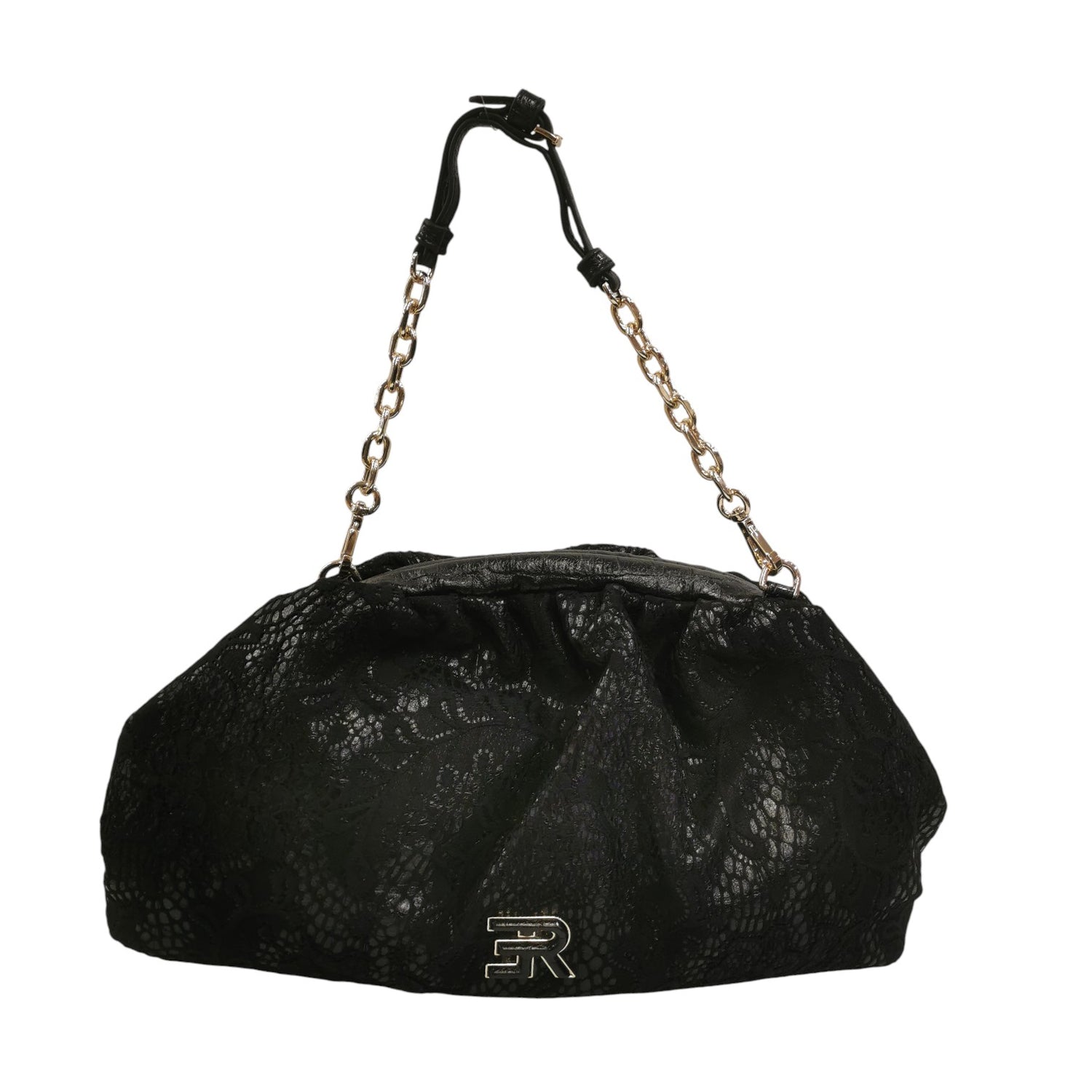 Ermanno Scervino Borsa a Spalla Donna in Ecopelle Nera con Catena