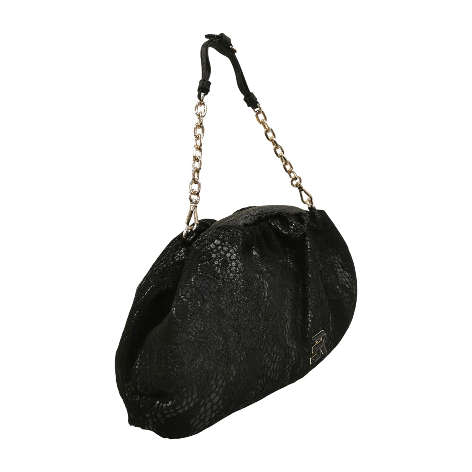 Ermanno Scervino Borsa a Spalla Donna in Ecopelle Nera con Catena