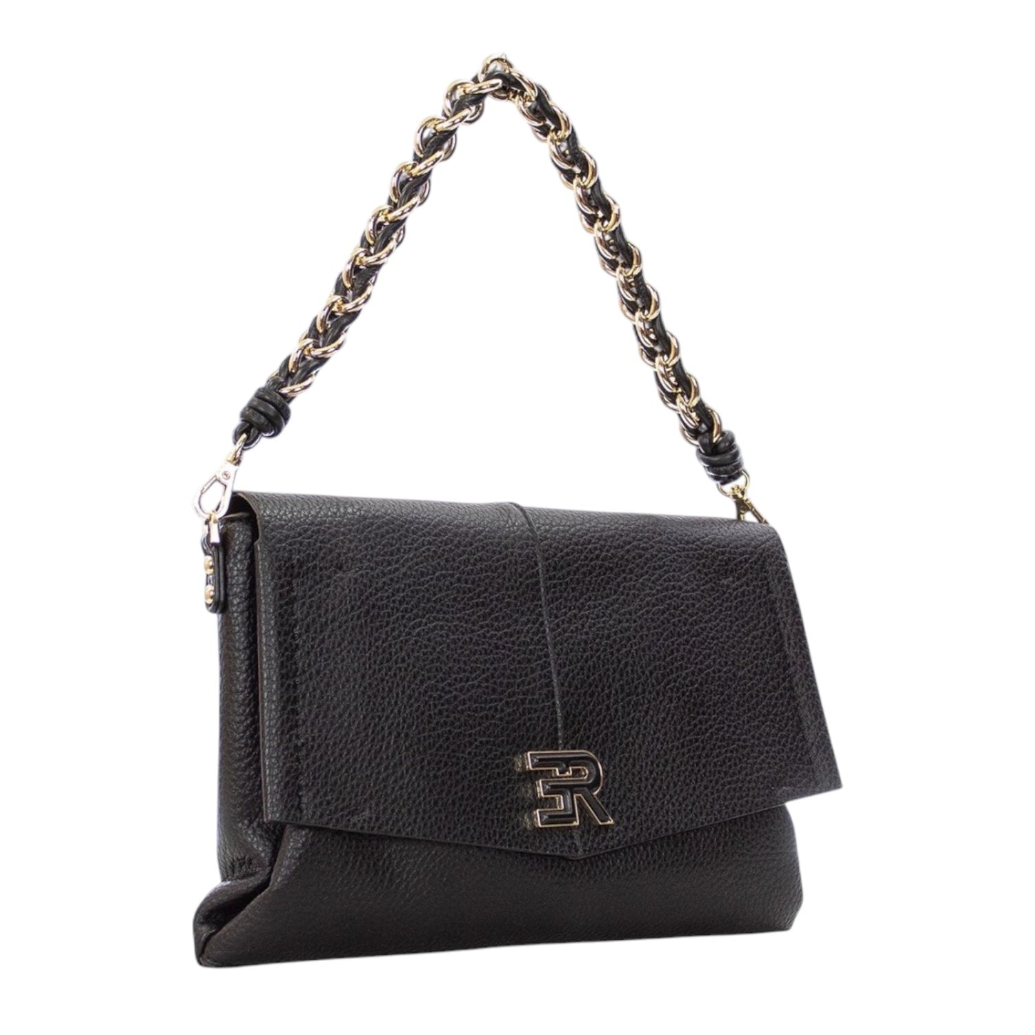 Ermanno Scervino Borsa a Tracolla Donna in Ecopelle Nera con Catena a Manico e Tracolla