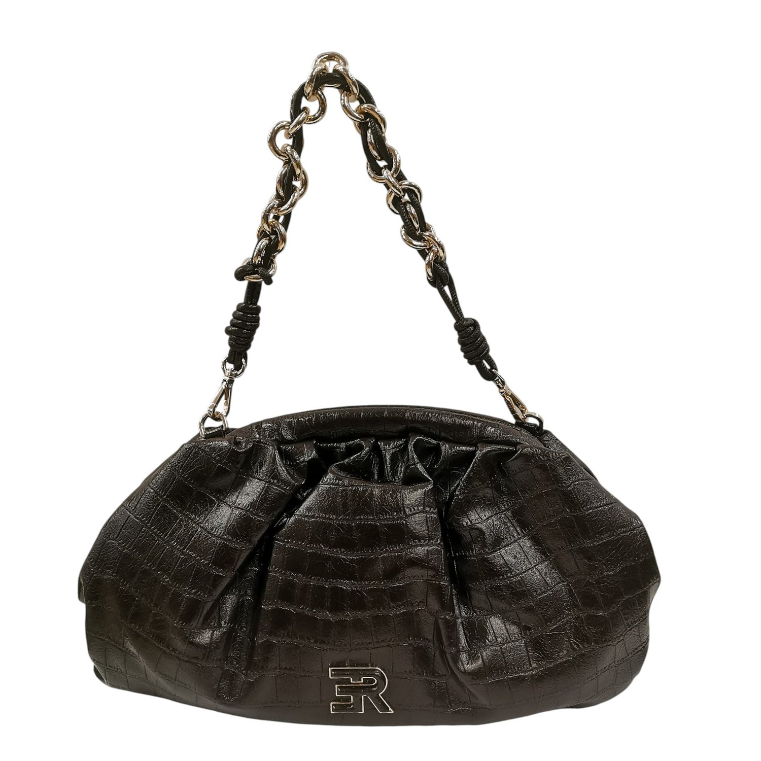 Ermanno Scervino Borsa a Spalla Donna in Ecopelle Moro Stampa Cocco