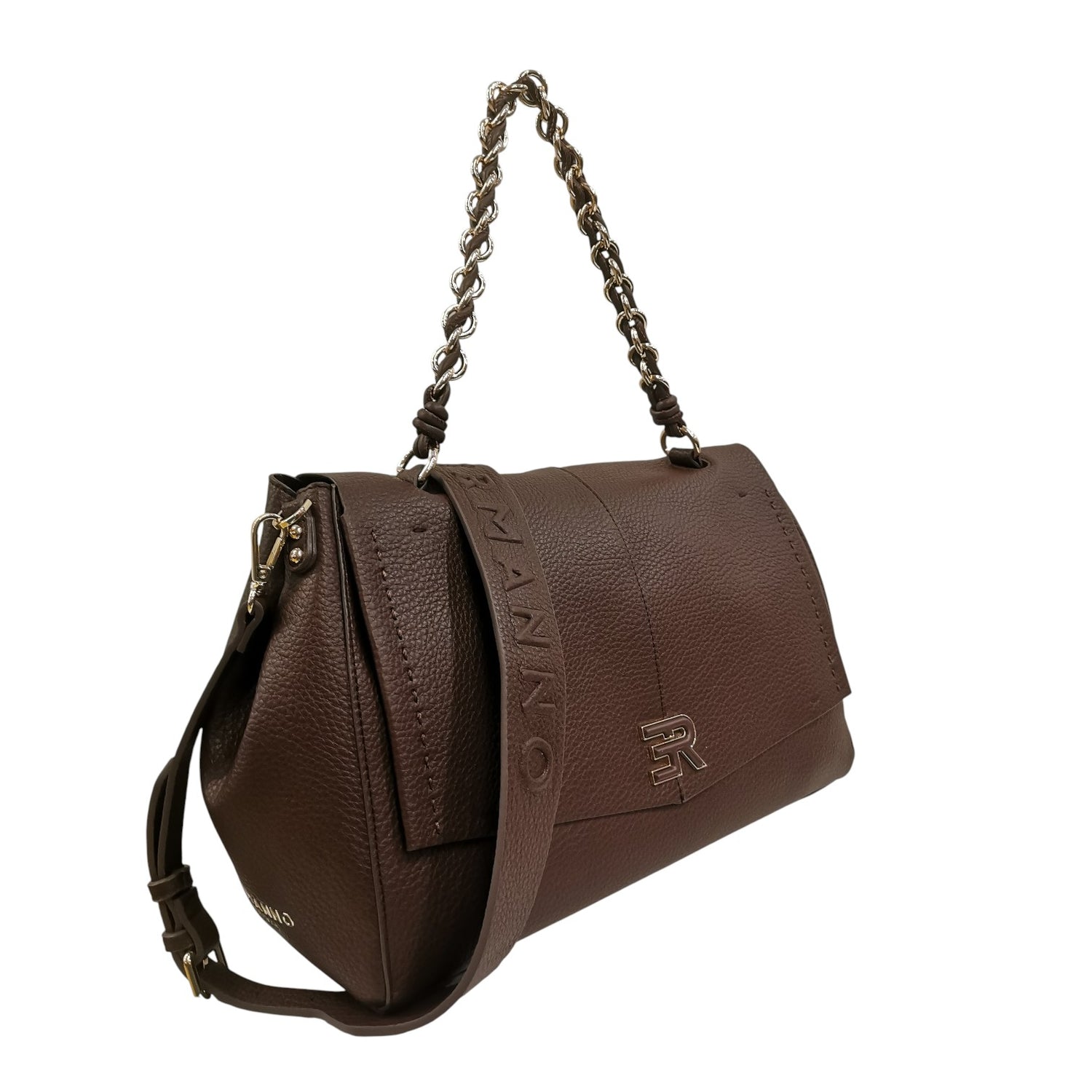 Ermanno Scervino Borsa a Spalla Donna in Ecopelle Moro con Manico a Catena e Patta