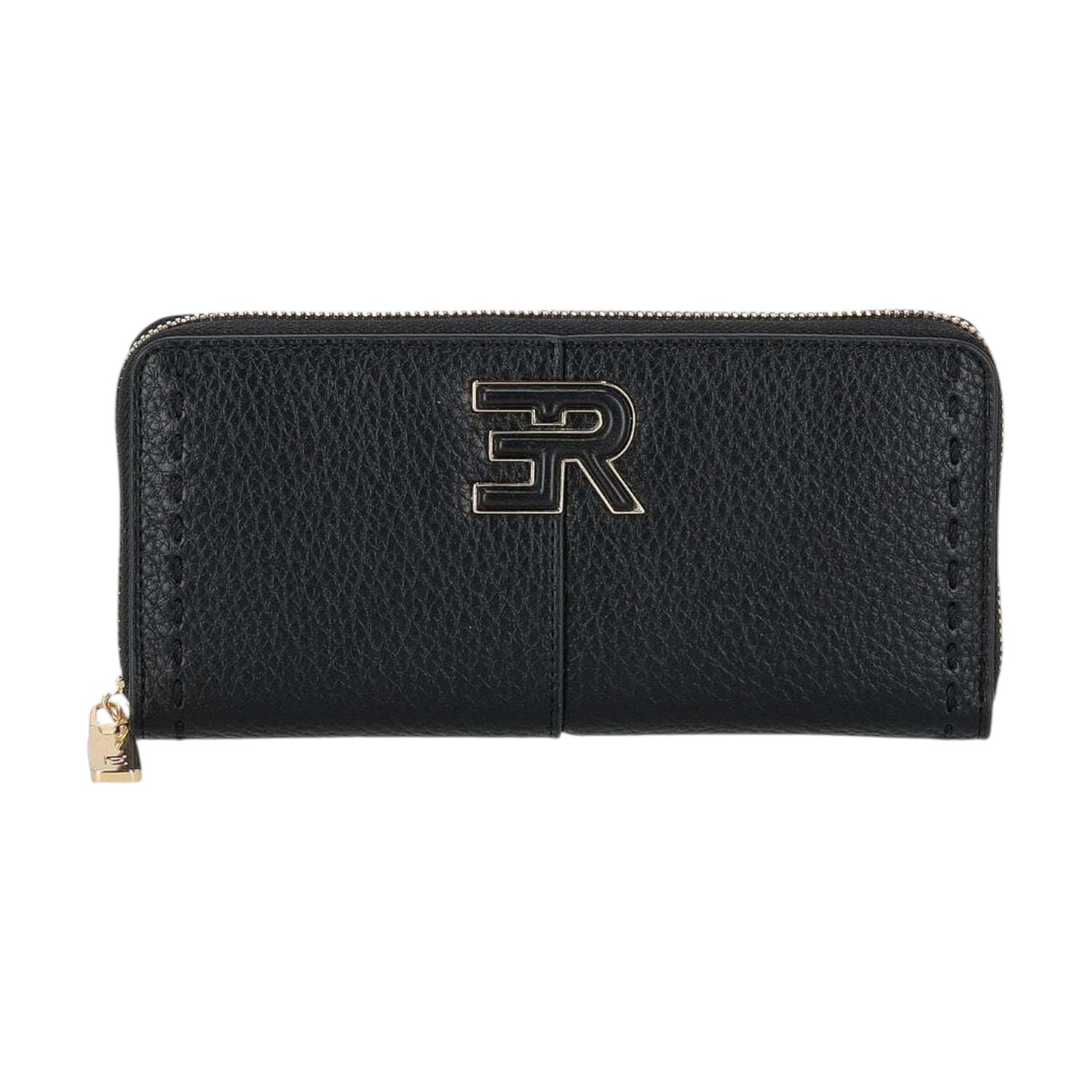 Ermanno Scervino Portafoglio Donna in Ecopelle Nera con Cuciture Laterali