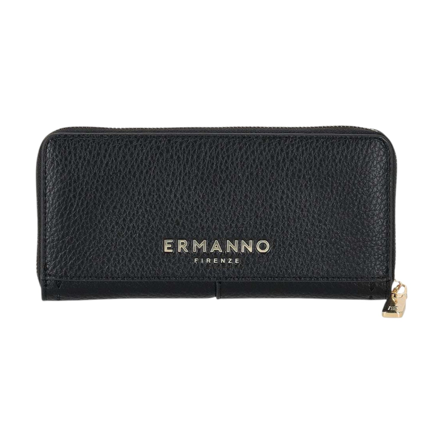 Ermanno Scervino Portafoglio Donna in Ecopelle Nera con Cuciture Laterali