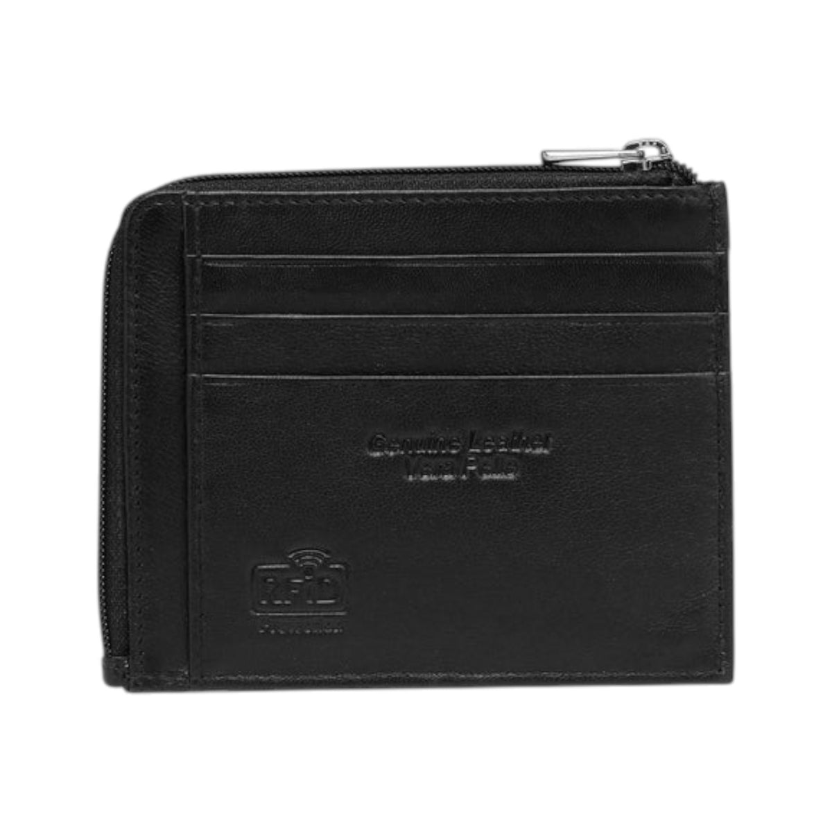 Cult Portacarte Uomo in Pelle Nera con Zip All Over
