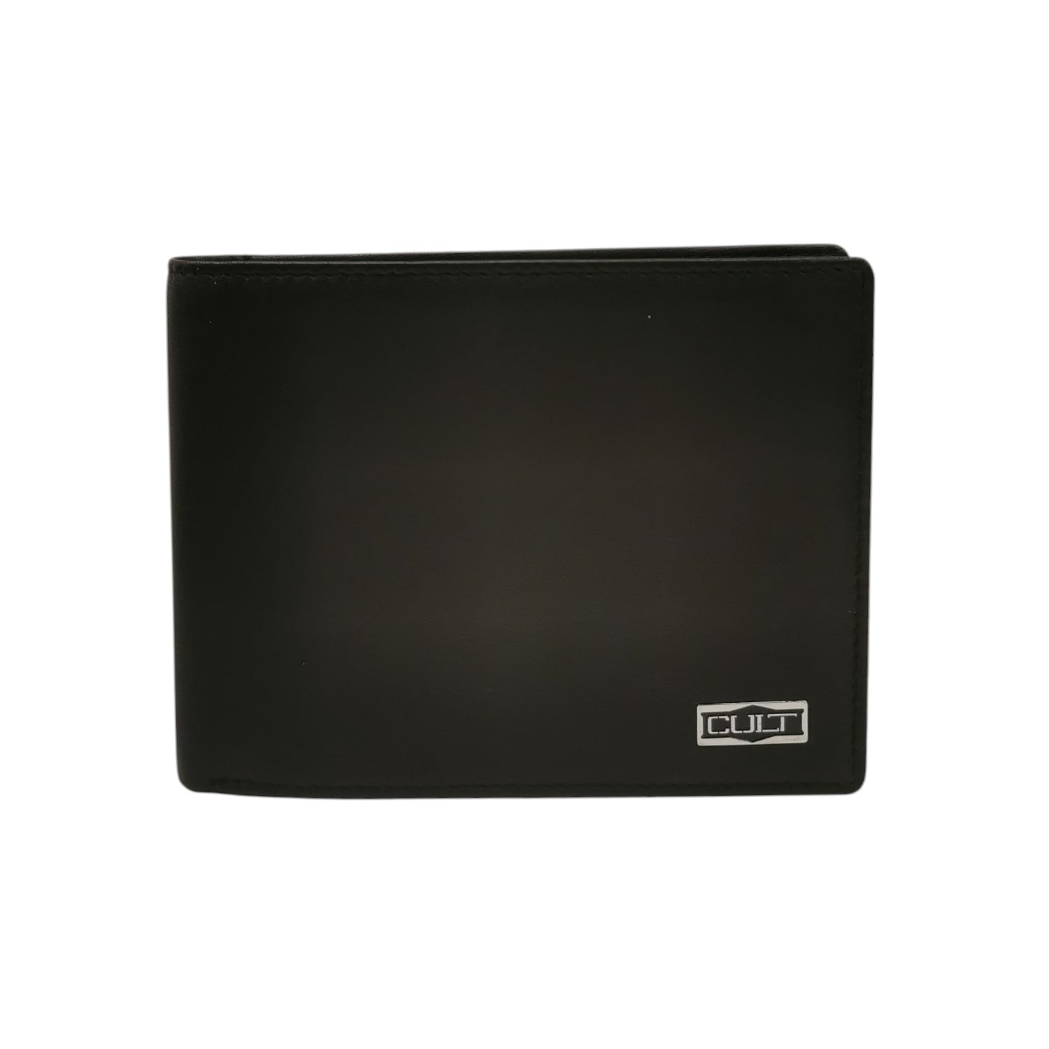 Cult Portafoglio Uomo in Pelle Nera con Ribaltina e Targhetta Logo
