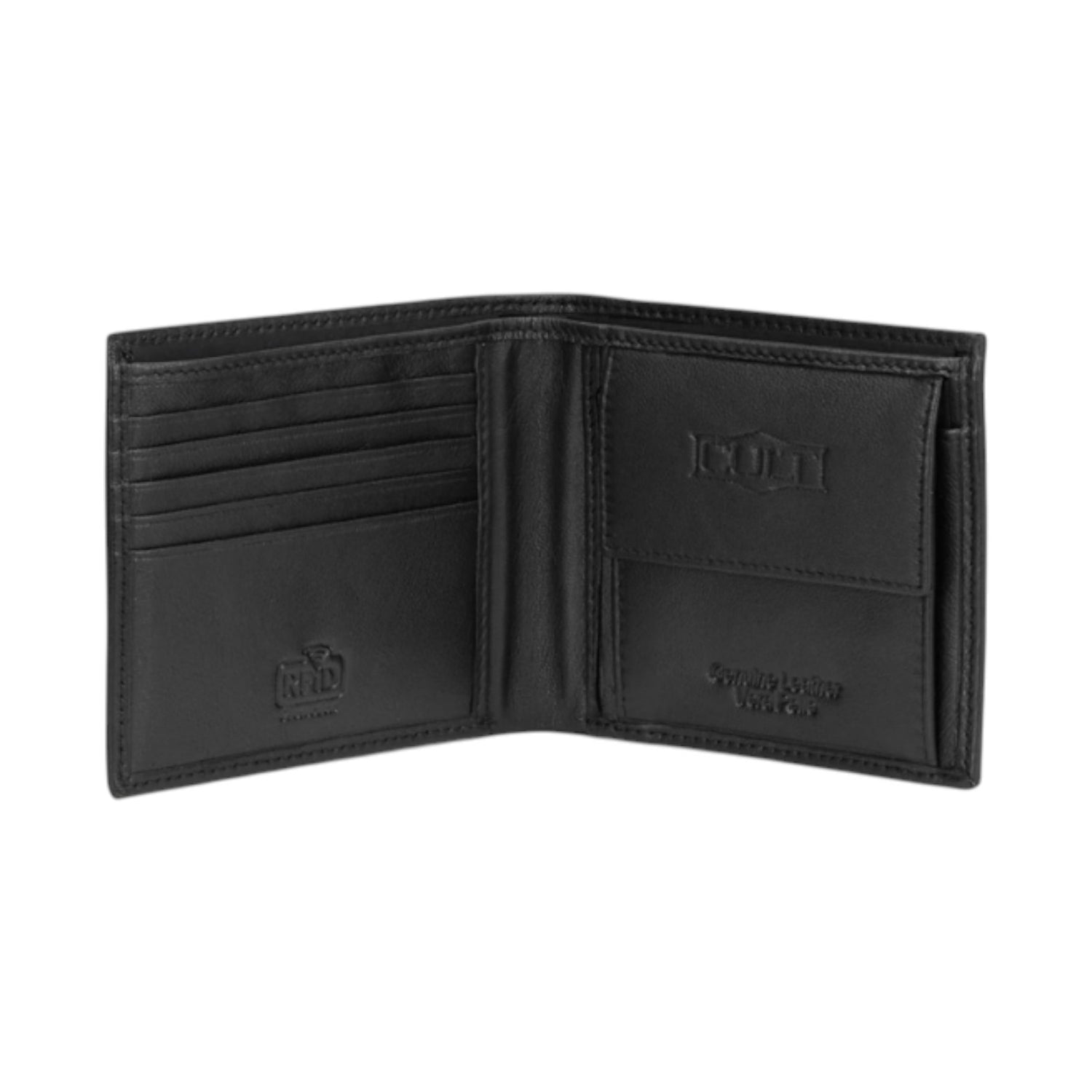 Cult Portafoglio Uomo in Pelle Nera con Portamonete