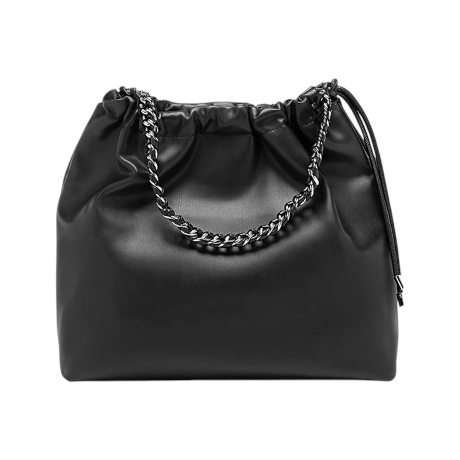 Borsa a Tracolla Donna Britn in Ecopelle Nera con Coulisse