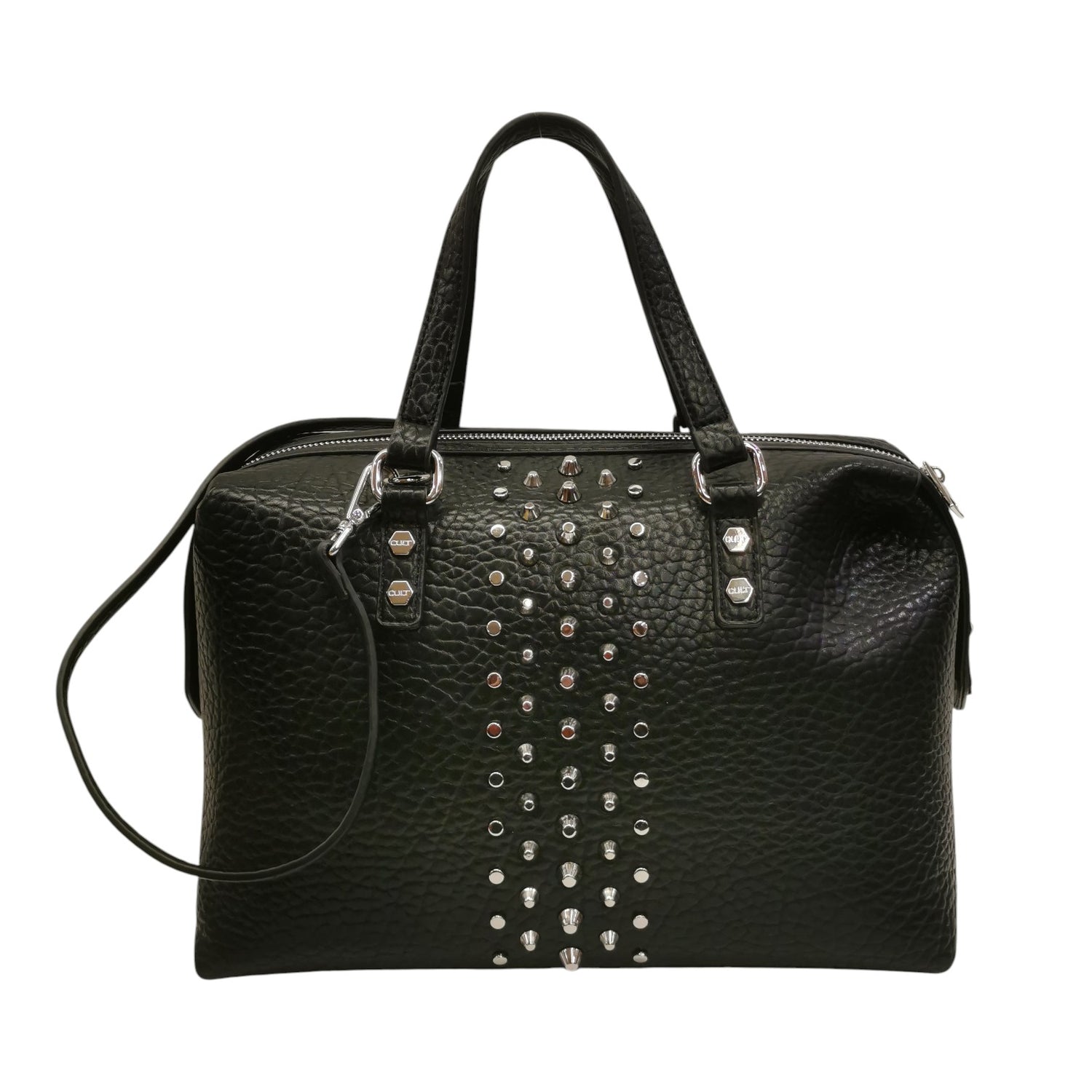 Cult Borsa a Spalla Donna in Ecopelle Nera con Borchie e Tracolla