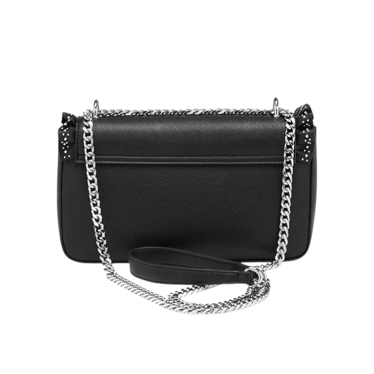 Cult Borsa a Tracolla Donna Yoko in Ecopelle Nera con Rouches e Patta