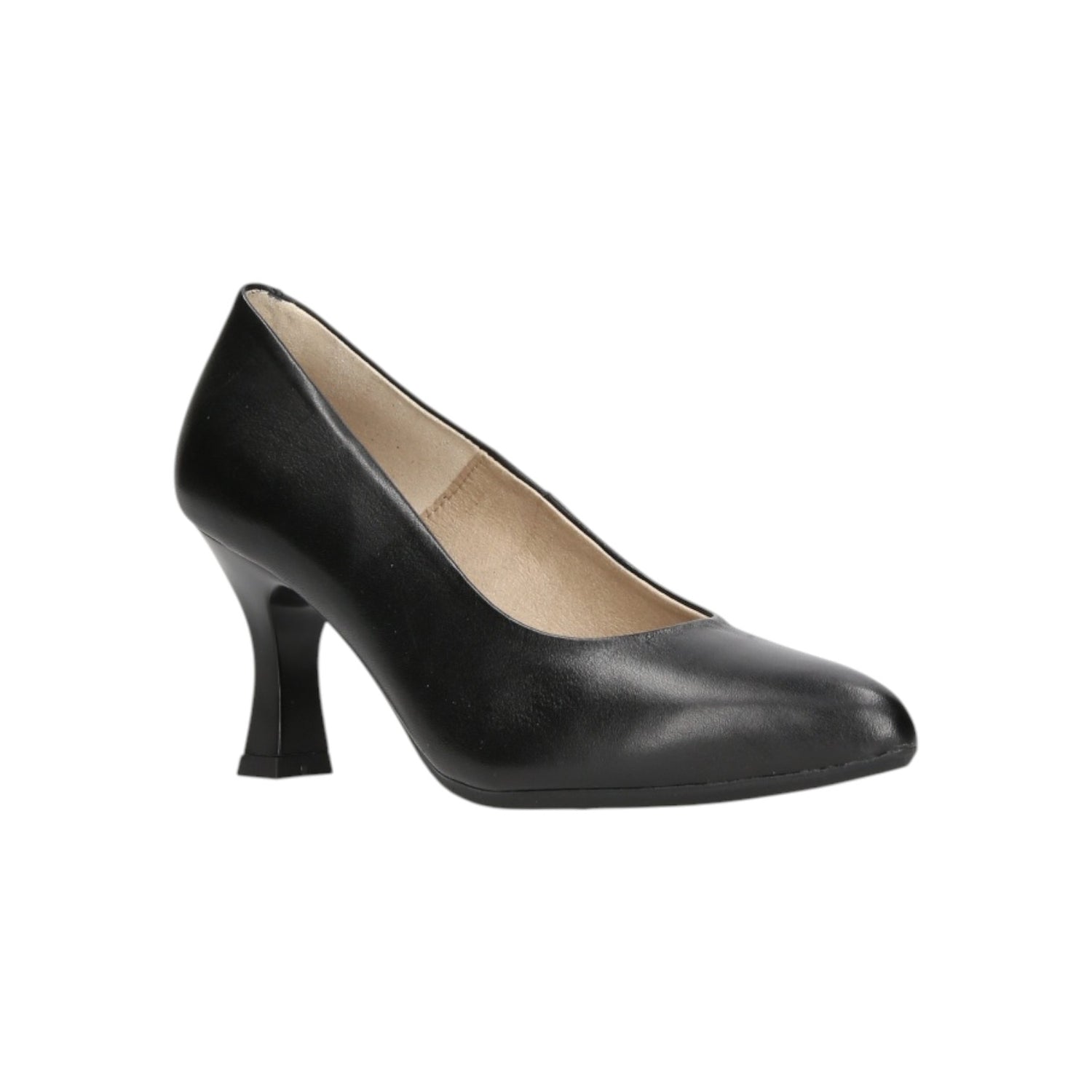 Pitillos Dècollettè Donna in Pelle Nera con Tacco a Rocchetto Alto 70mm