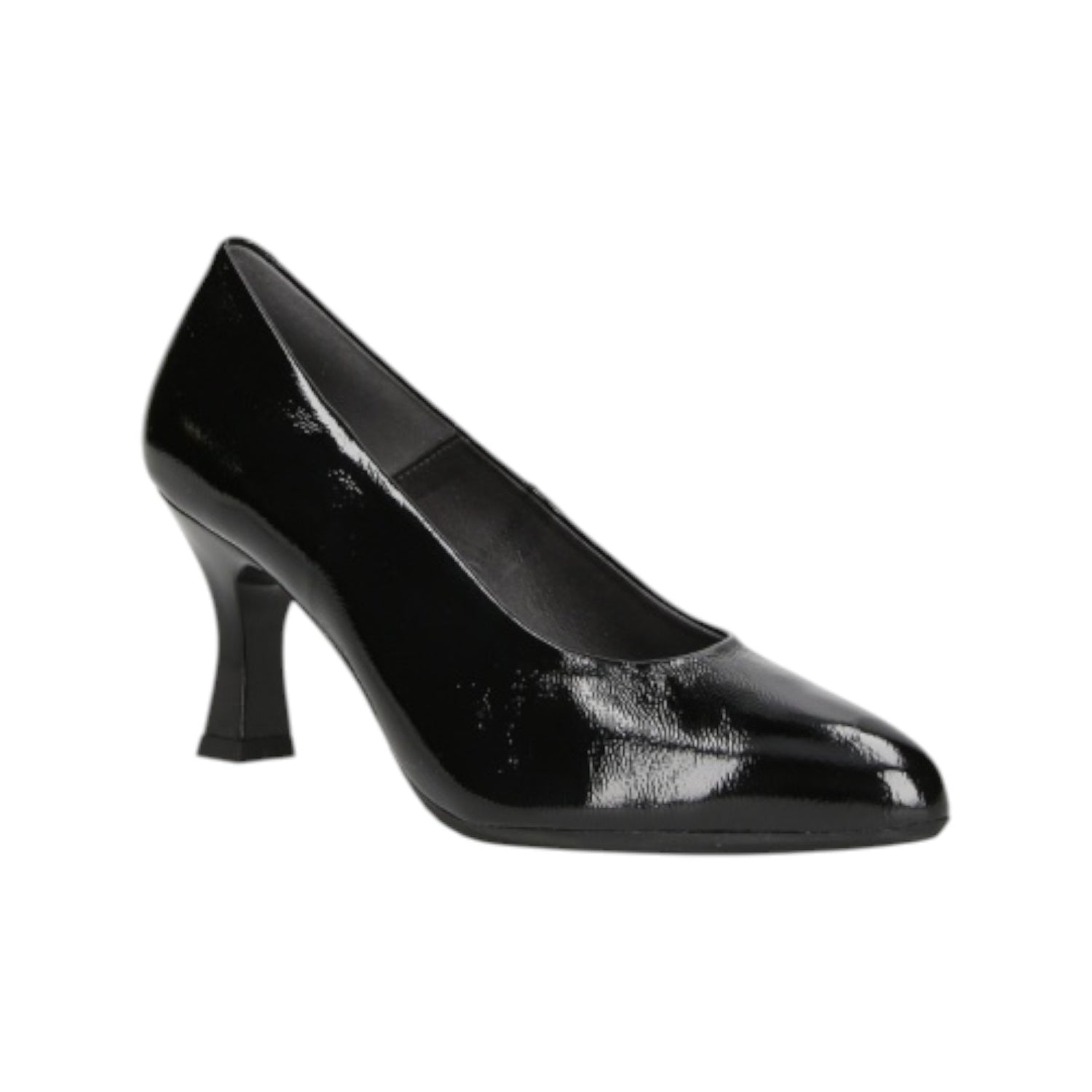 Pitillos Dècollettè Donna in Vernice Nera con Tacco a Rocchetto Alto 70mm