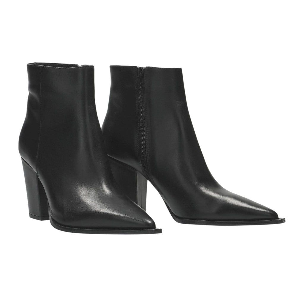 L'Amour by Albano Stivaletto Donna in Pelle Nera a Punta con Tacco Largo Alto 90mm