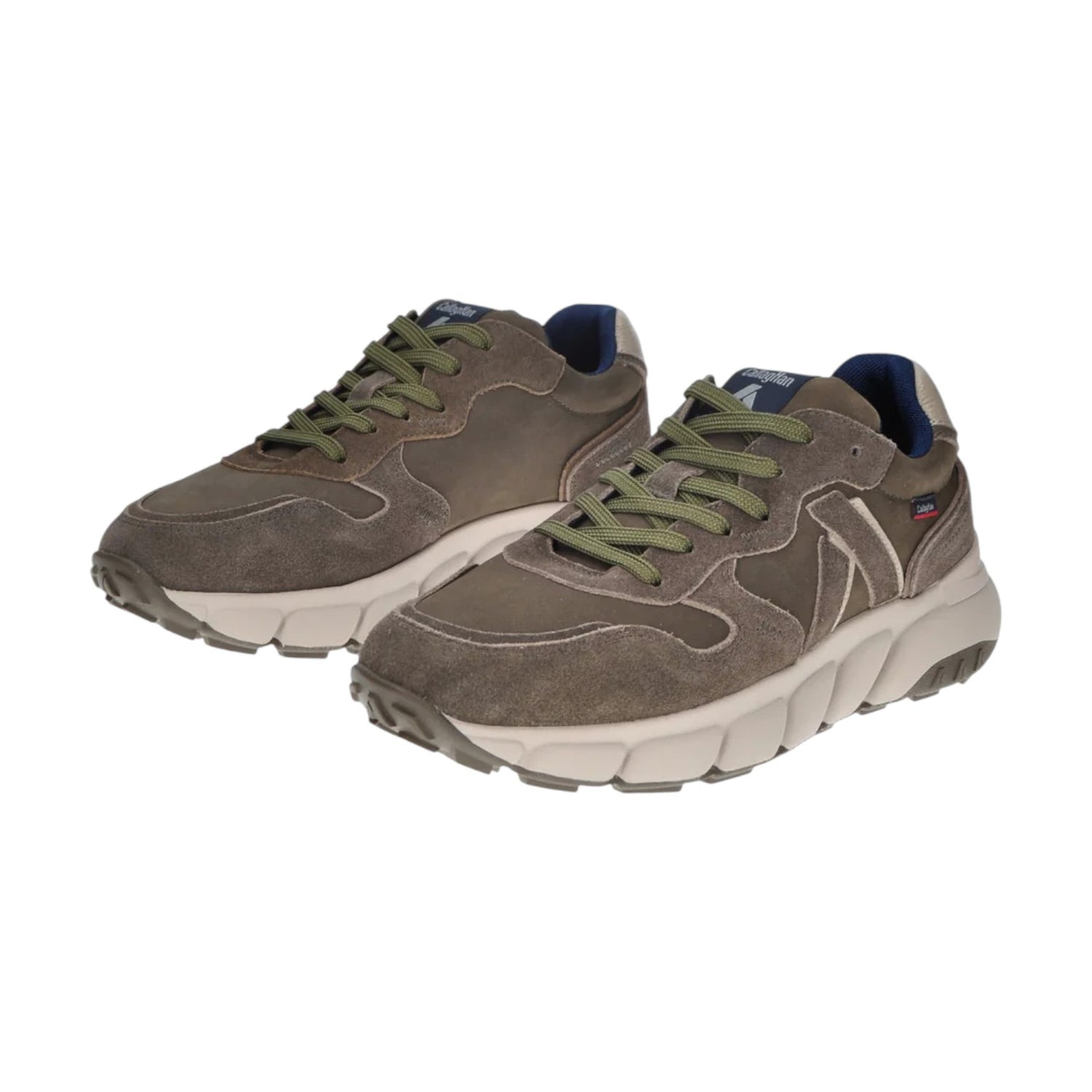 Callaghan Sneakers Uomo in Camoscio e Pelle Kaky con Suola Alta