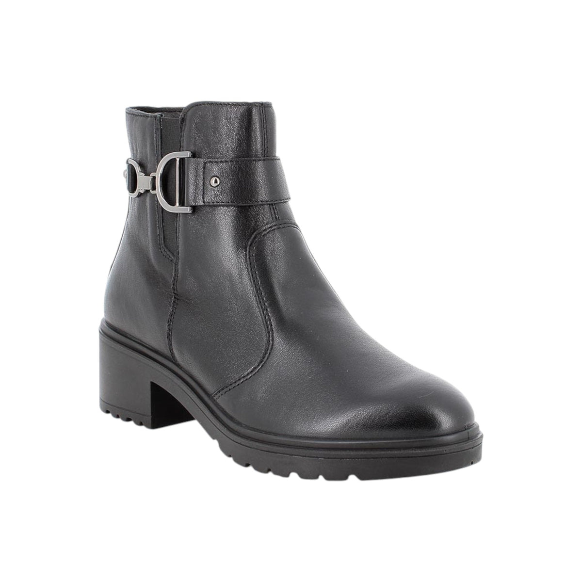 Igi&Co Stivaletto Donna in Pelle Nera con Tacco Largo 50mm e Cerniera Laterale
