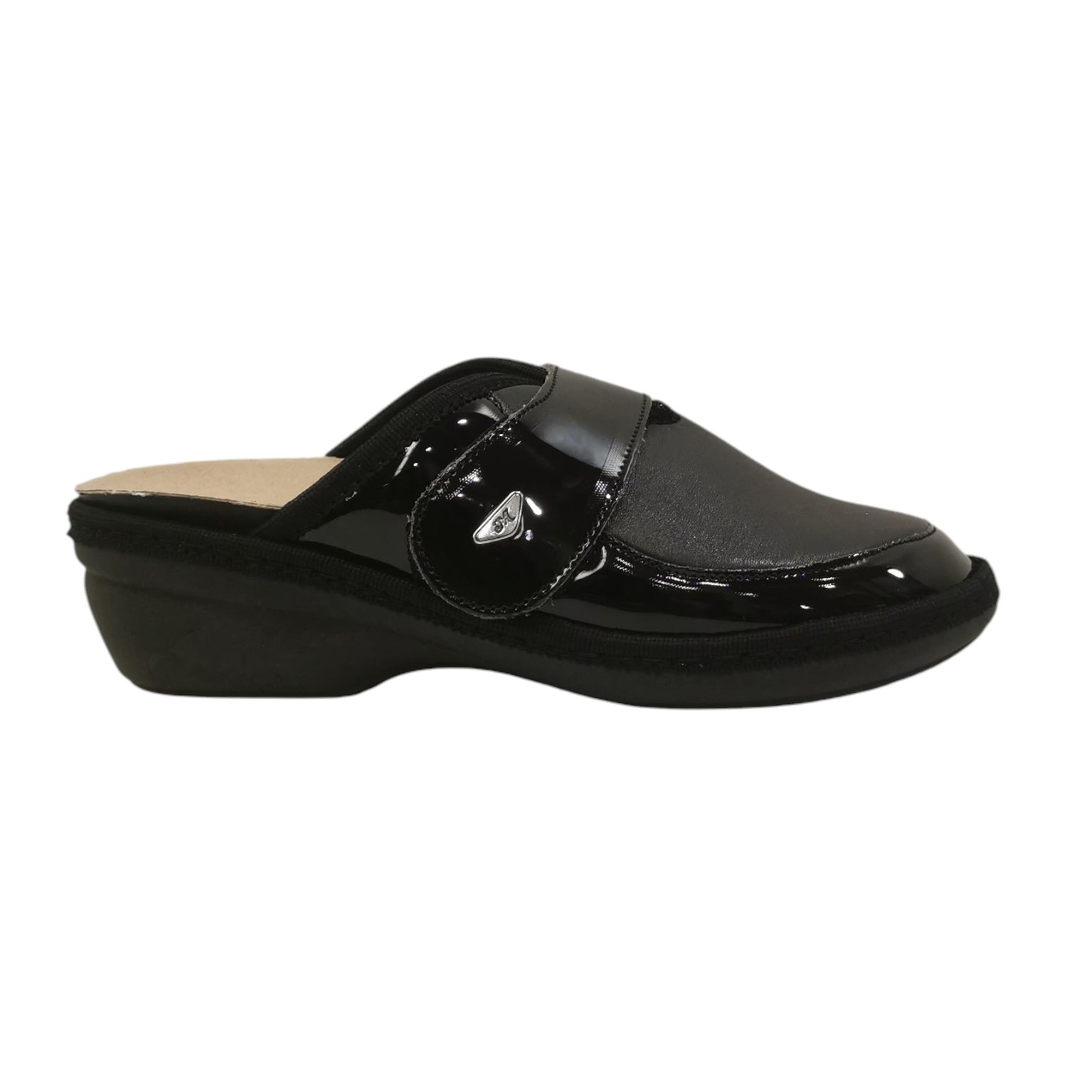 Melluso Pantofola Donna in Pelle Elasticizzata Nera con Plantare Estraibile