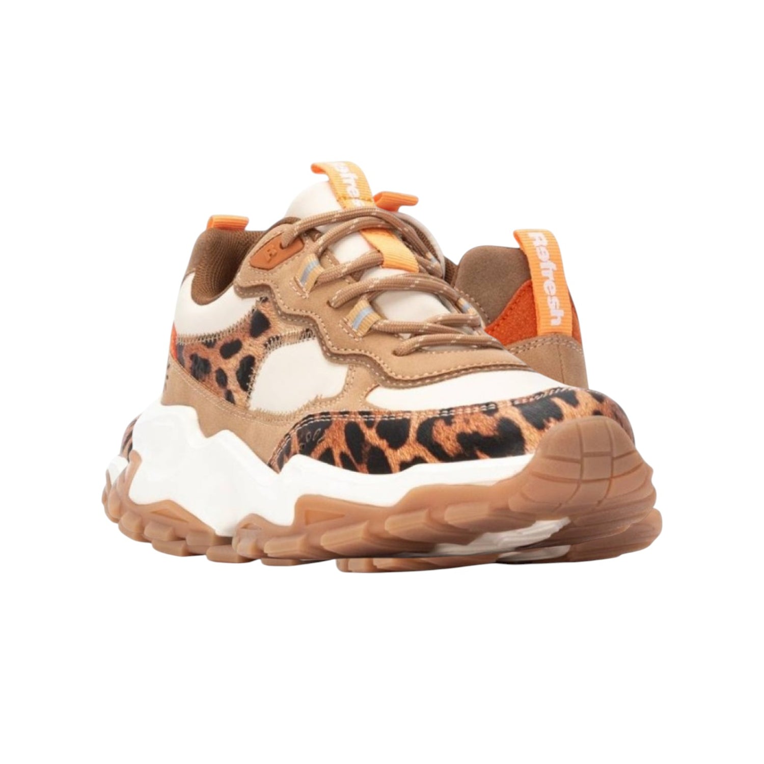 Refresh Sneakers Donna in Ecopelle e Tessuto Camel con Memory